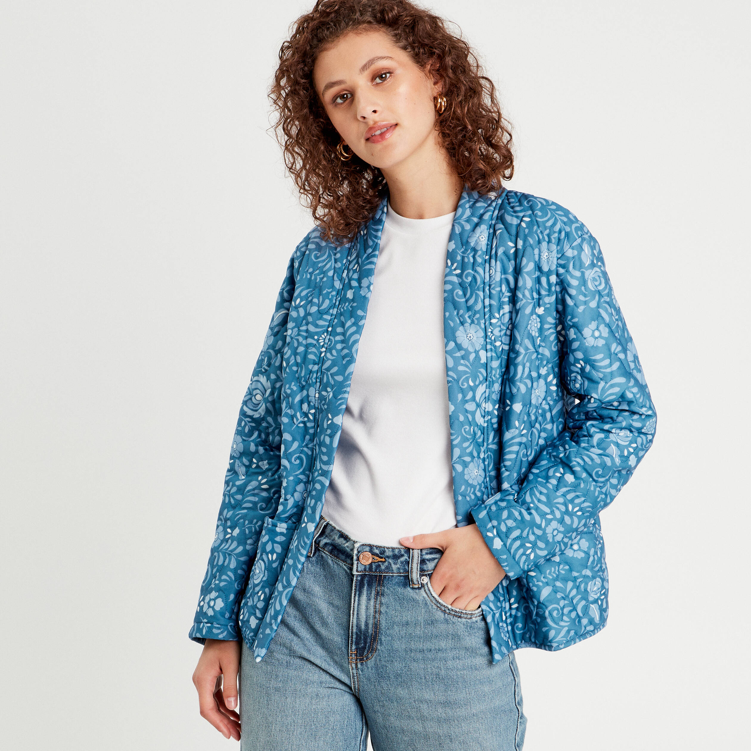 Veste effet matelass?� bleu marine femme | Vibs