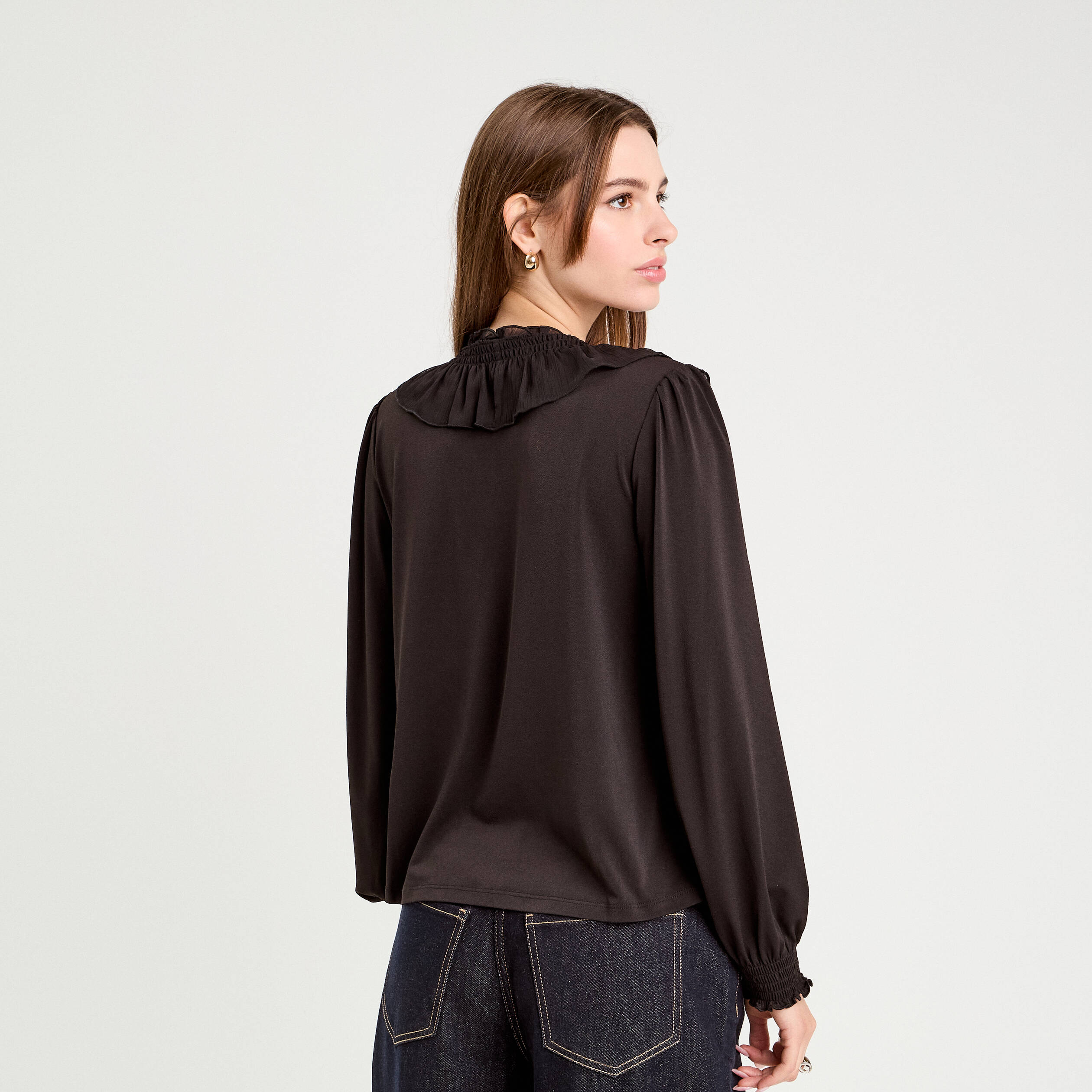 blouse avec volants noir femme Blouse avec volants noir femme