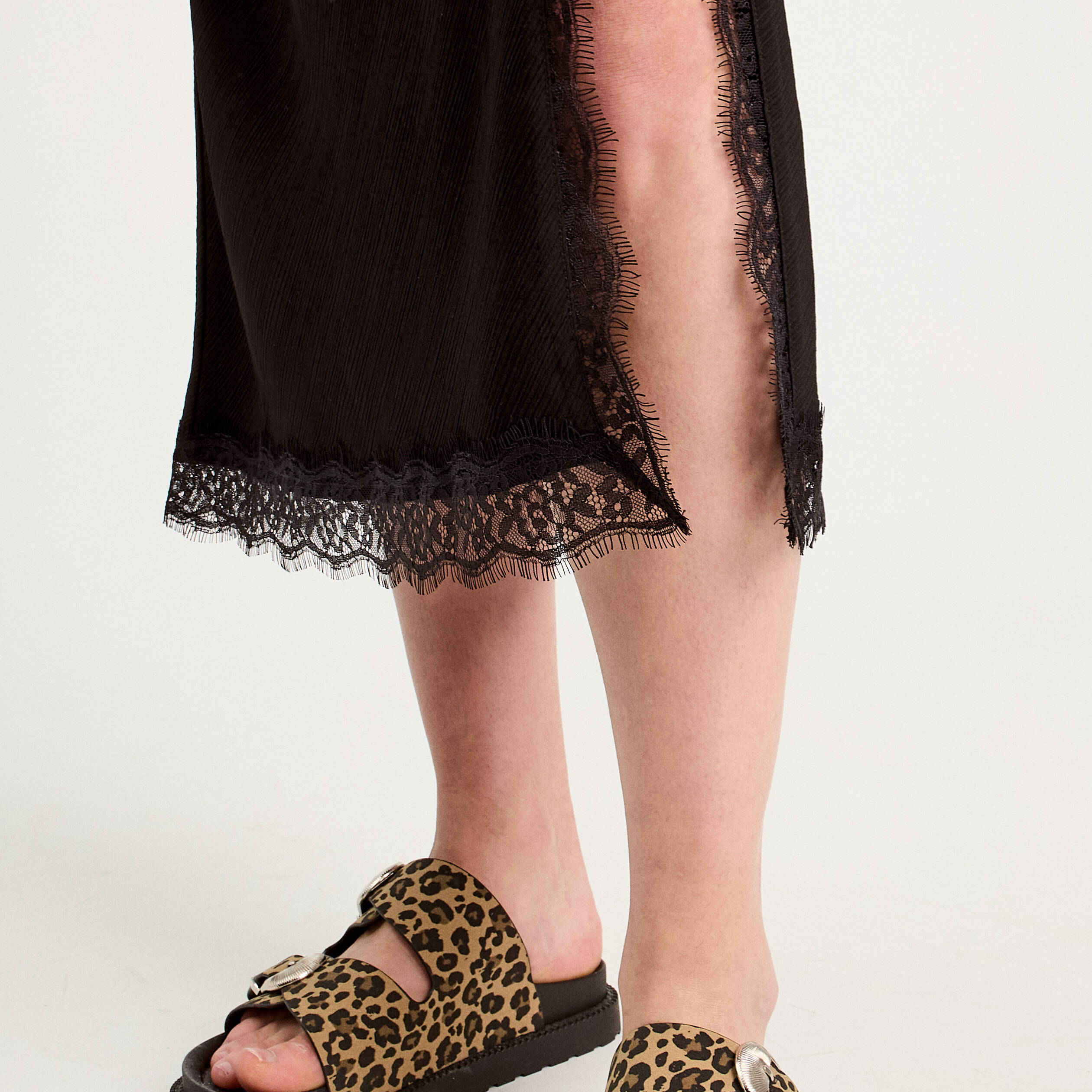 jupe midi droite fendue noir femme Jupe midi droite fendue noir femme