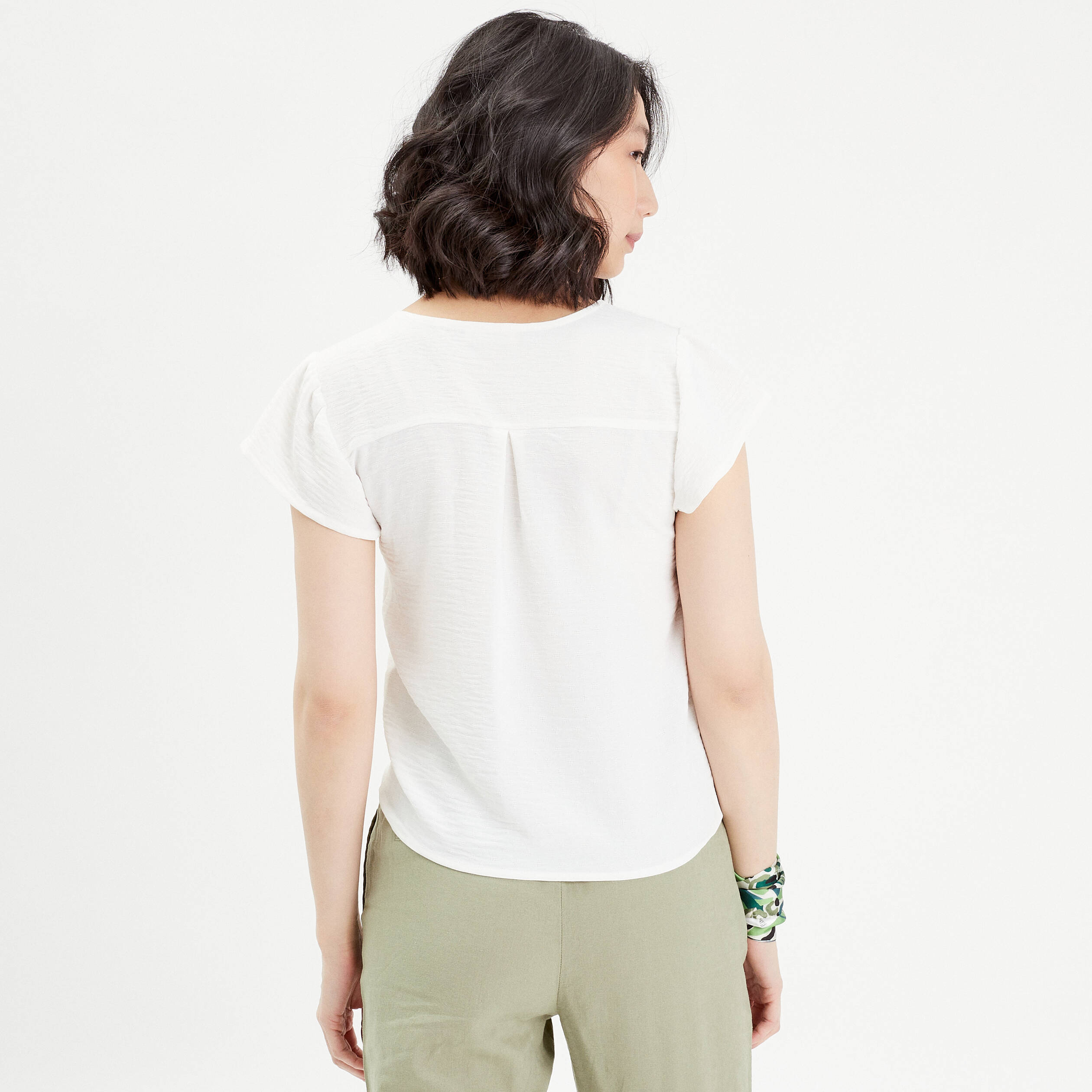 Blouse manches courtes ecru femme