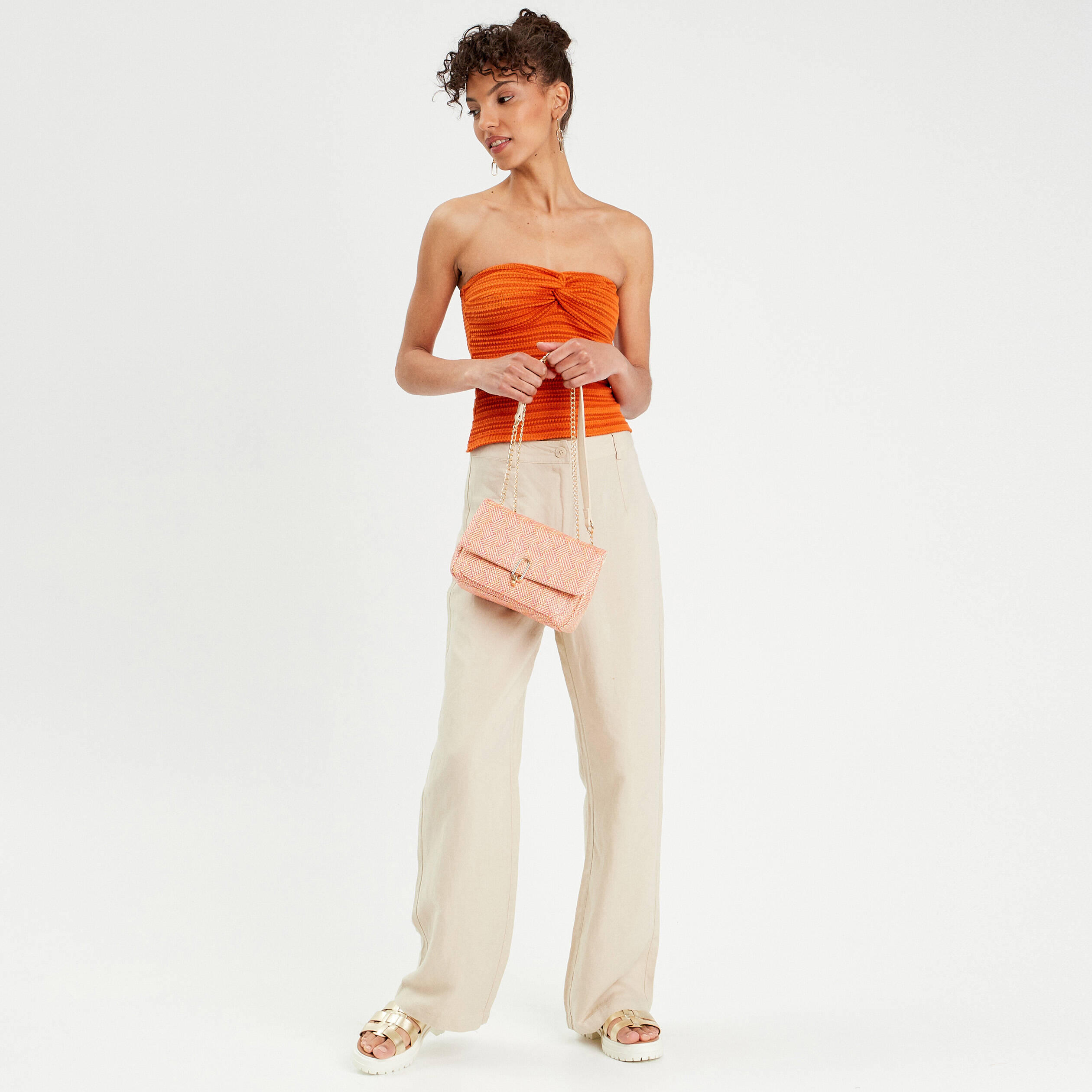 bandeau cropped bustier orange fonce femme Bandeau cropped bustier orange foncé femme