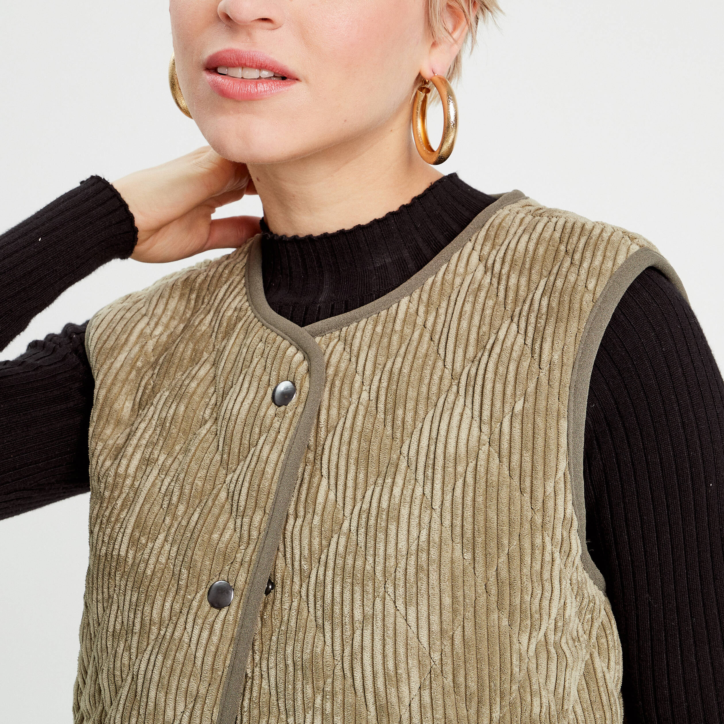 Gilet sans manches velours vert femme