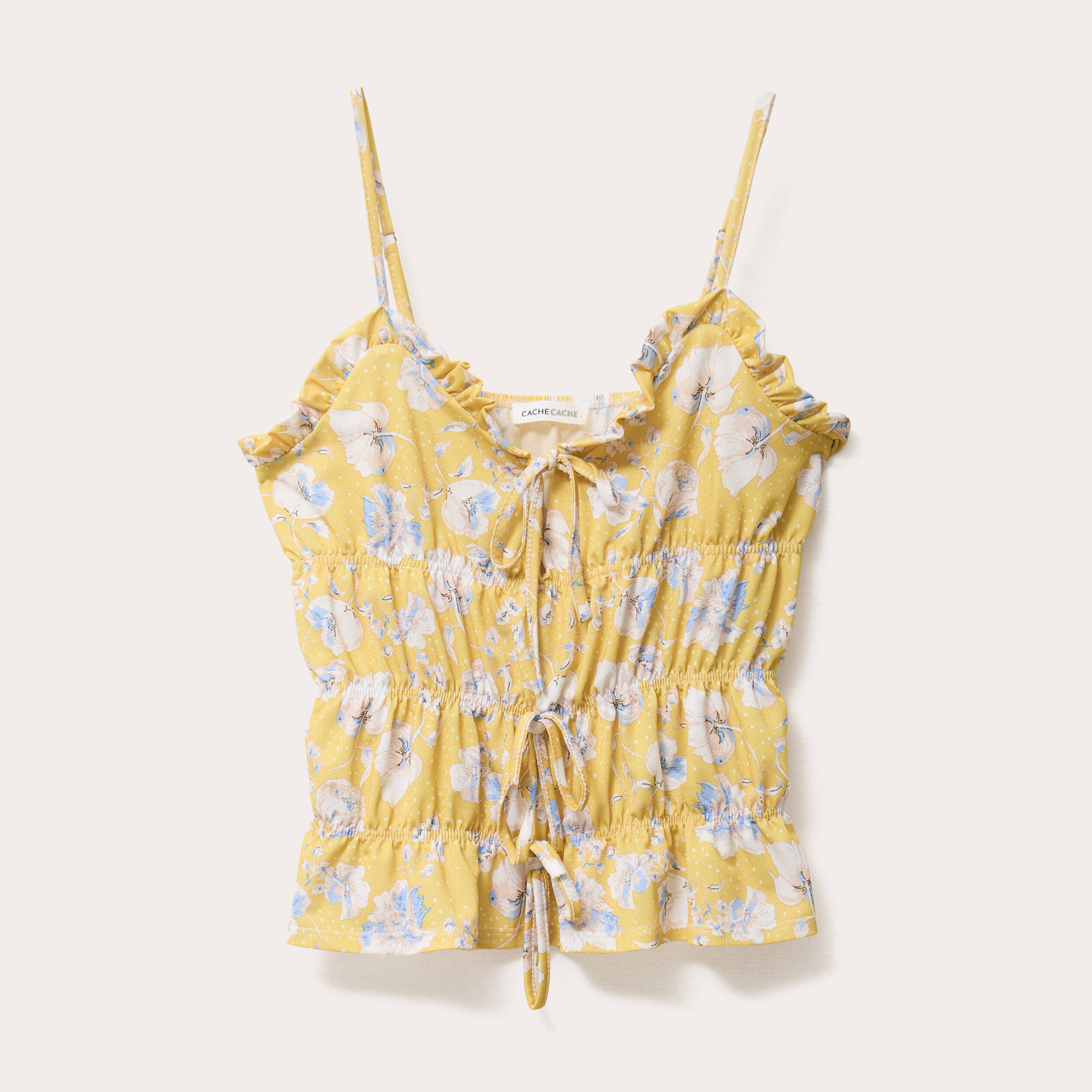 blouse bretelles fines noeuds jaune clair femme Blouse bretelles fines noeuds jaune clair femme