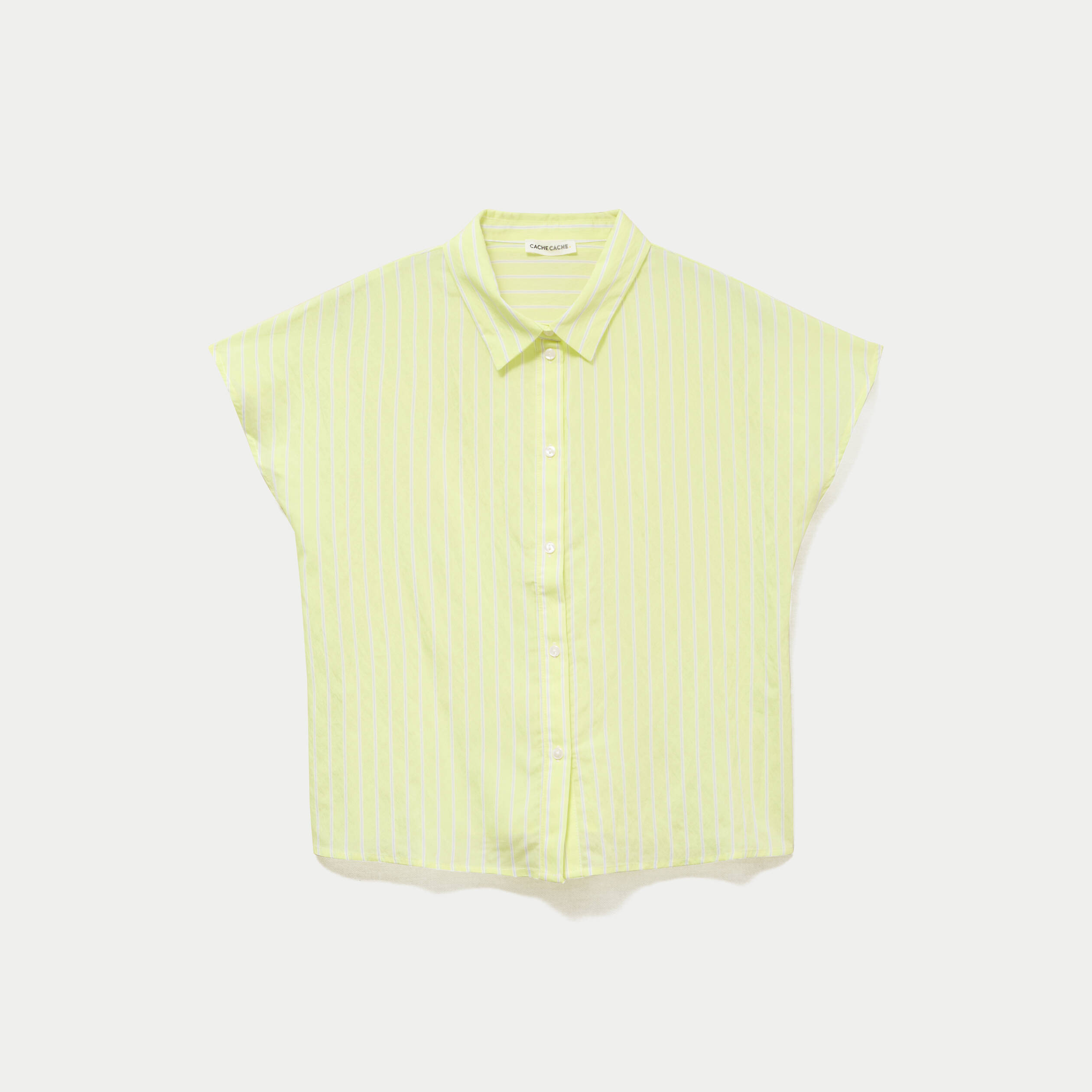 Chemise ample pliss&eacute;e manches courtes jaune femme
