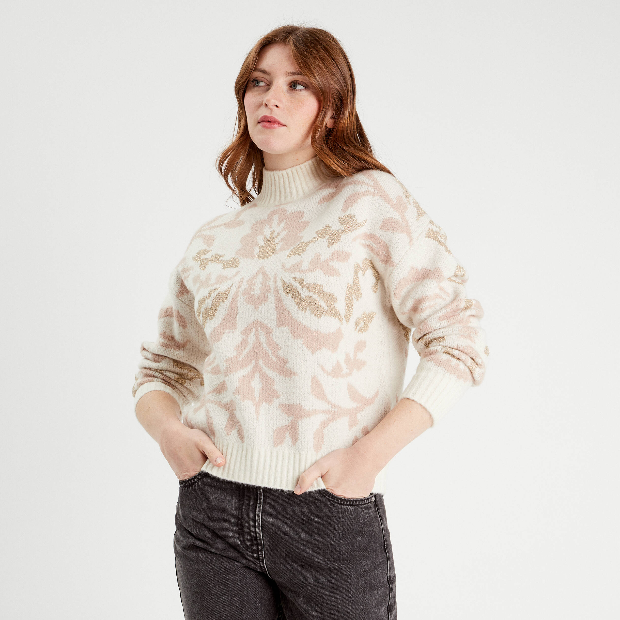 pull col montant ecru femme Pull col montant ecru femme