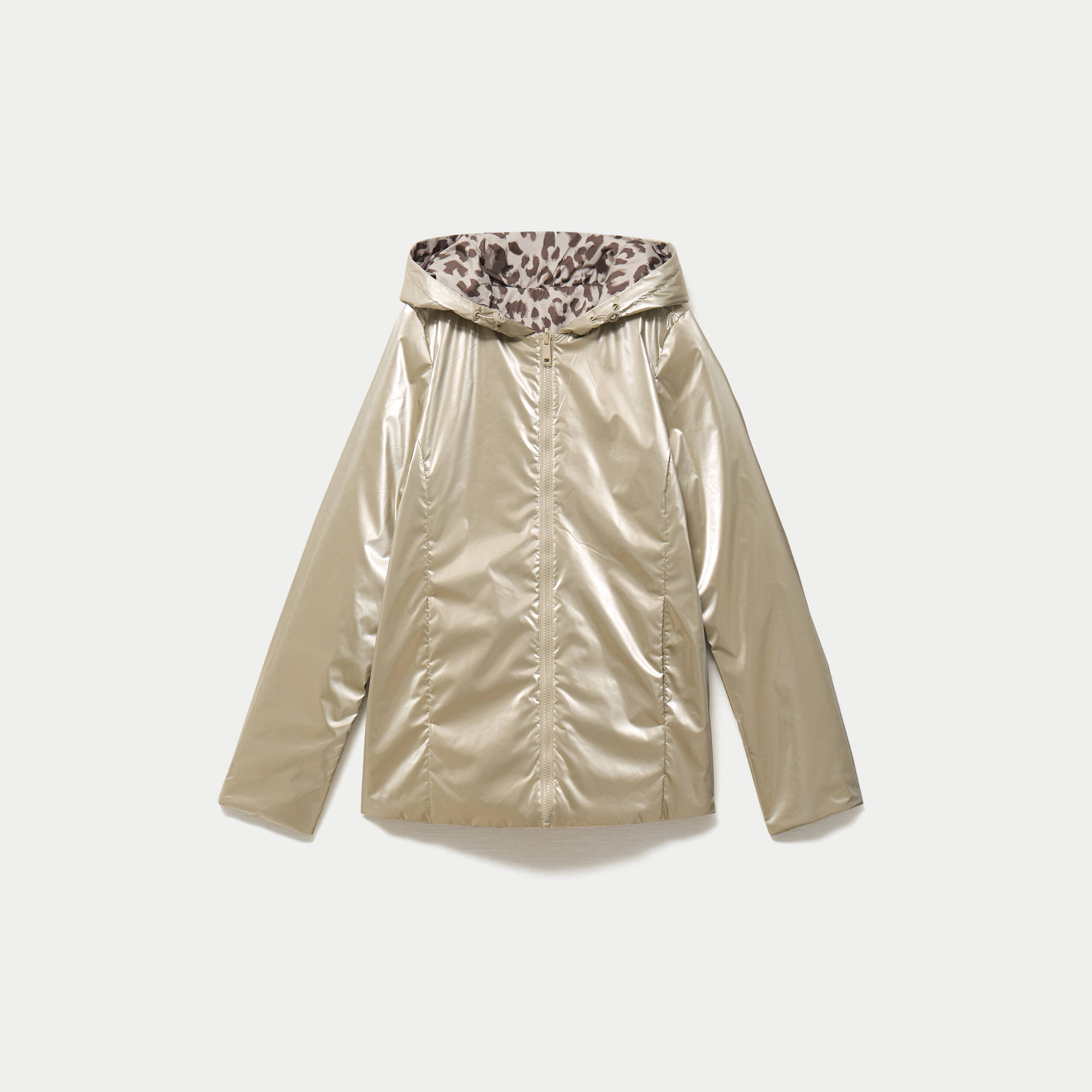 Parka r&eacute;versible &agrave; capuche couleur or femme