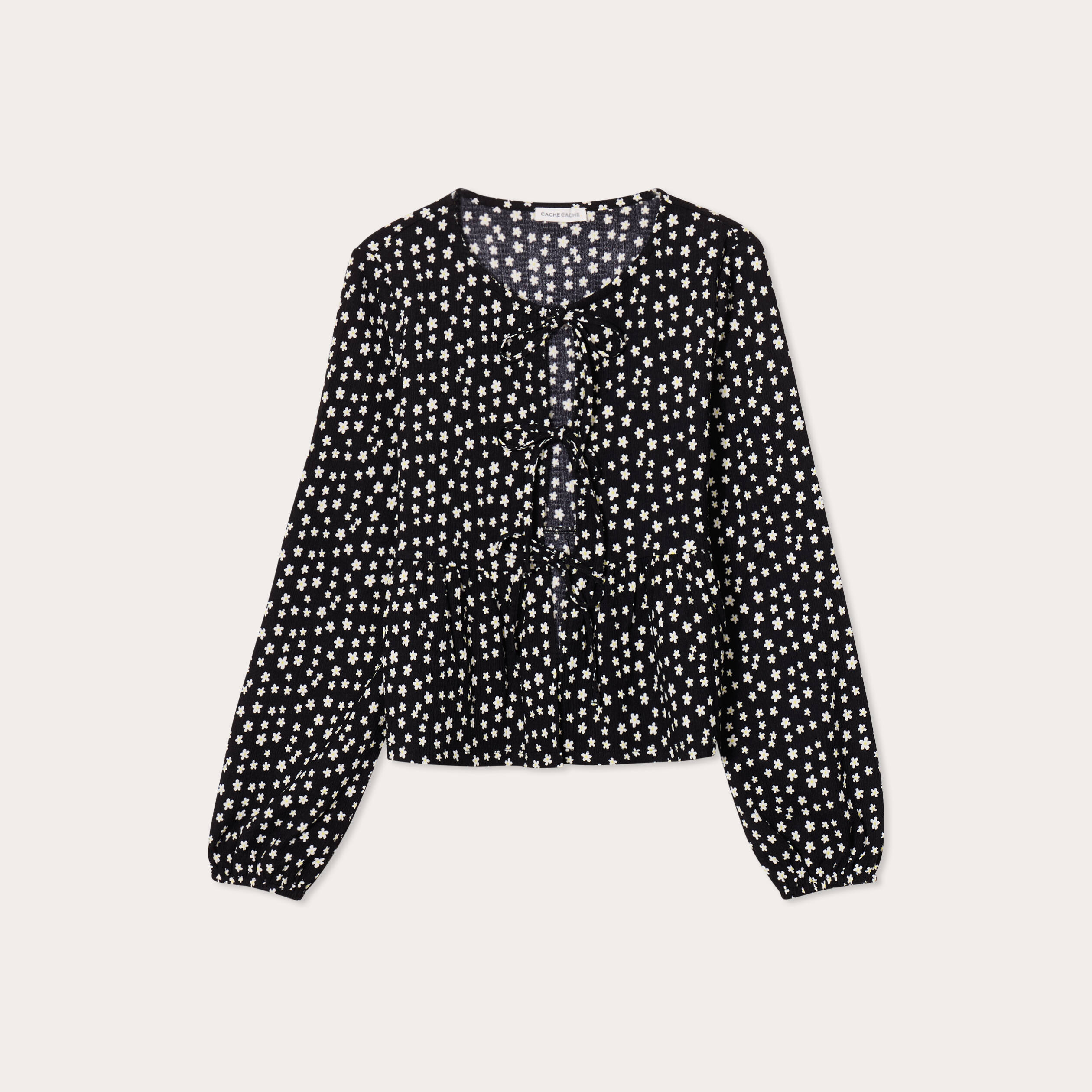 Blouse avec noeuds noir femme