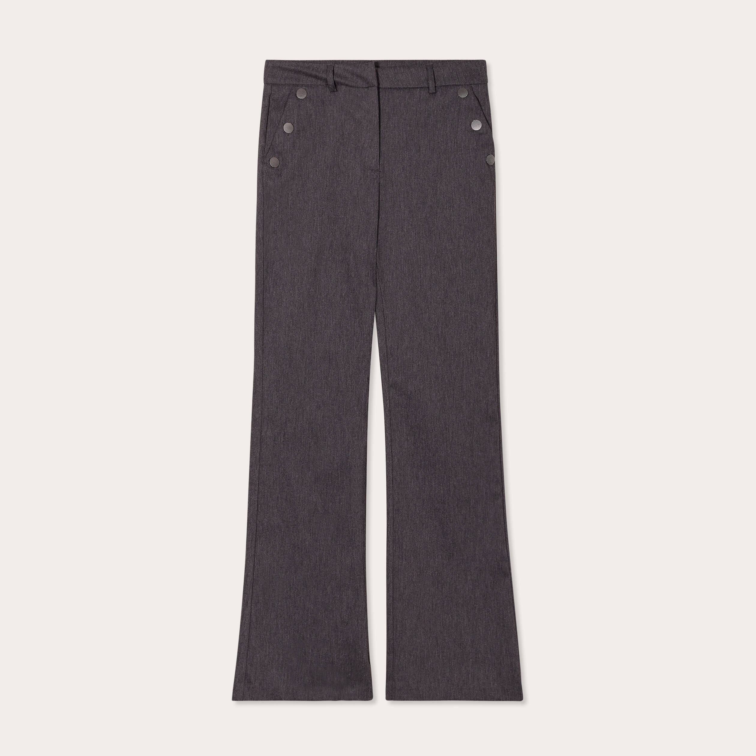 Pantalon flare pont gris fonc&eacute; femme