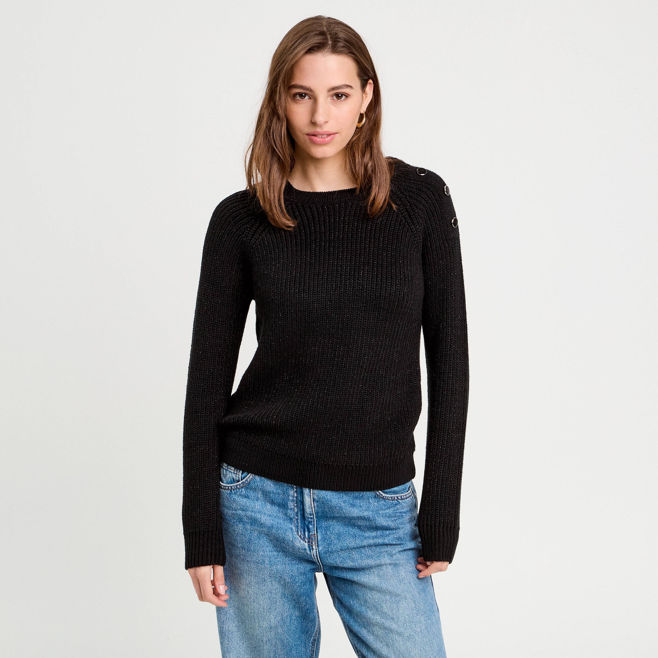 Pull manches longues noir femme