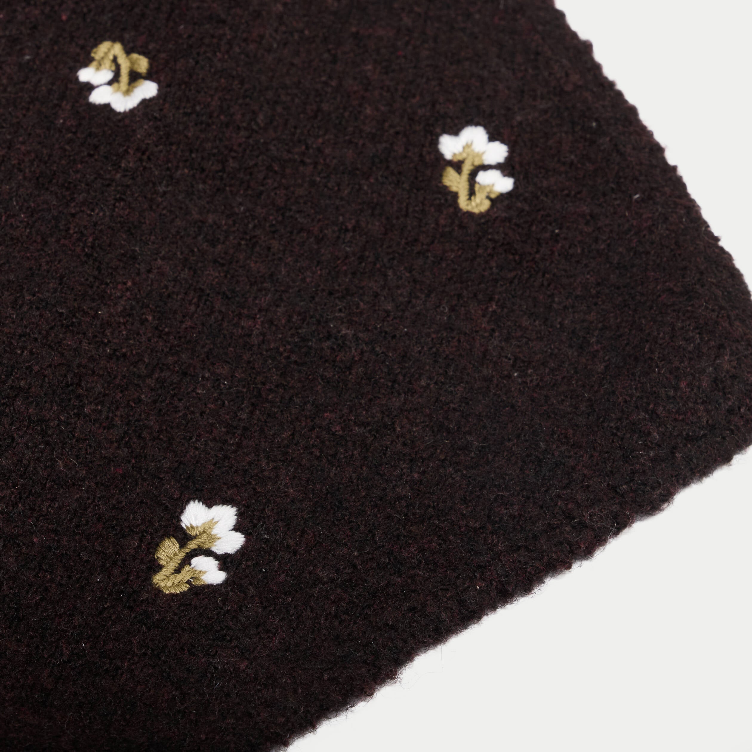 Foulard avec broderie marron fonc&eacute; femme