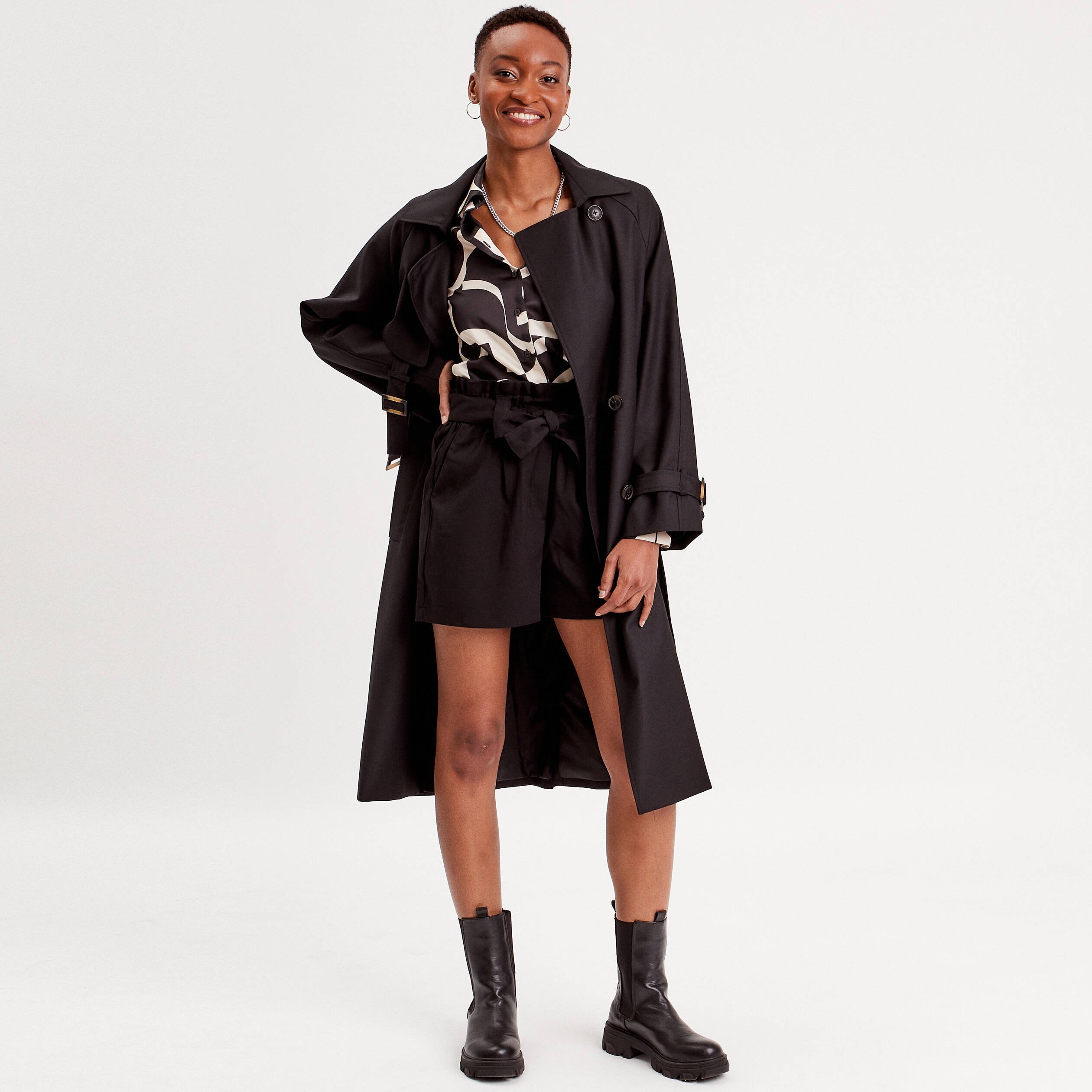 Short paperbag taille haute noir femme Vibs