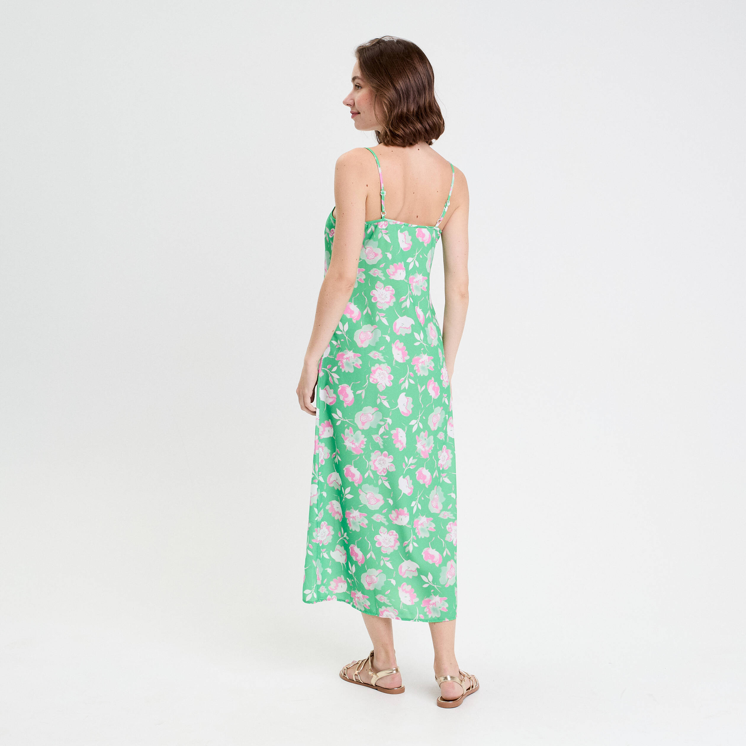 robe evasee 34 col benitier vert fluo femme Robe évasée 3/4 col bénitier vert fluo femme