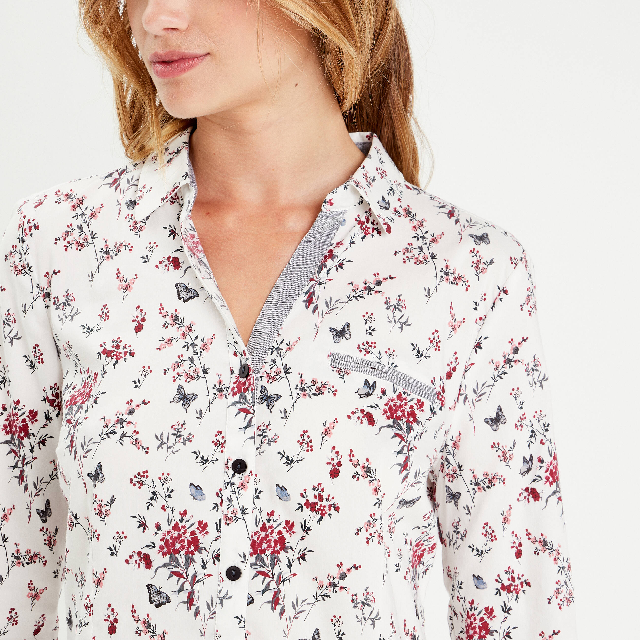 Chemise manches 3/4 blanc femme
