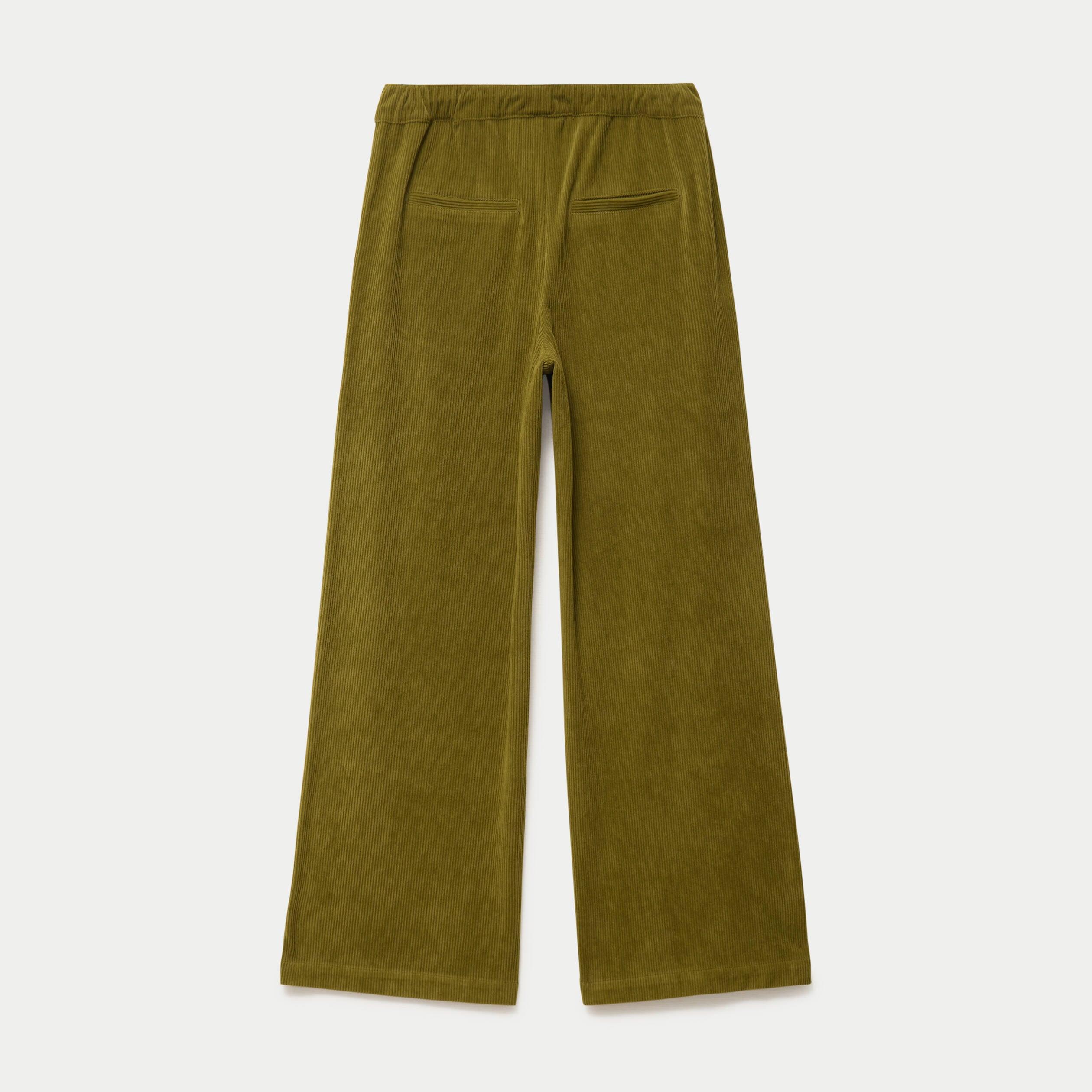 Pantalon bootcut taille standard velours vert kaki femme