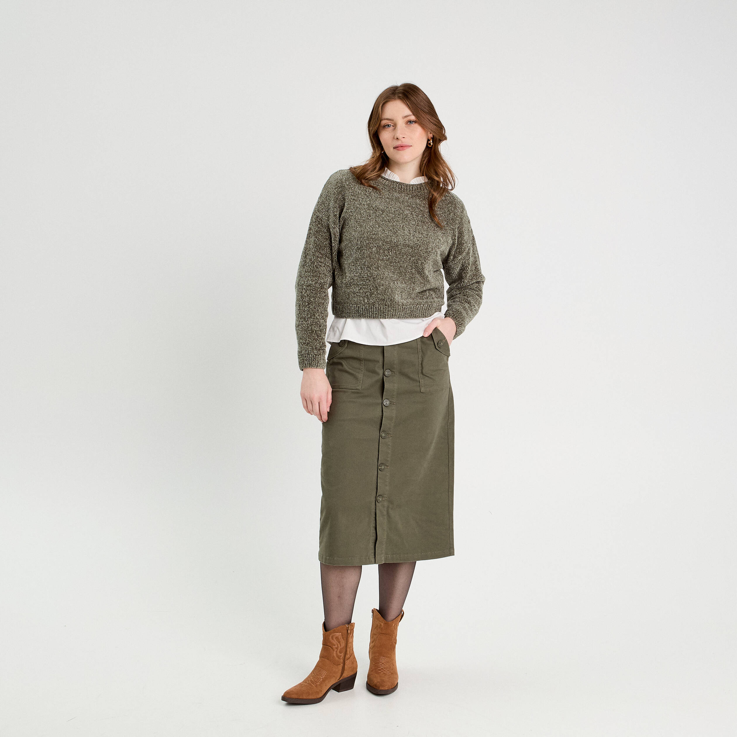 pull col montant vert kaki femme Pull col montant vert kaki femme