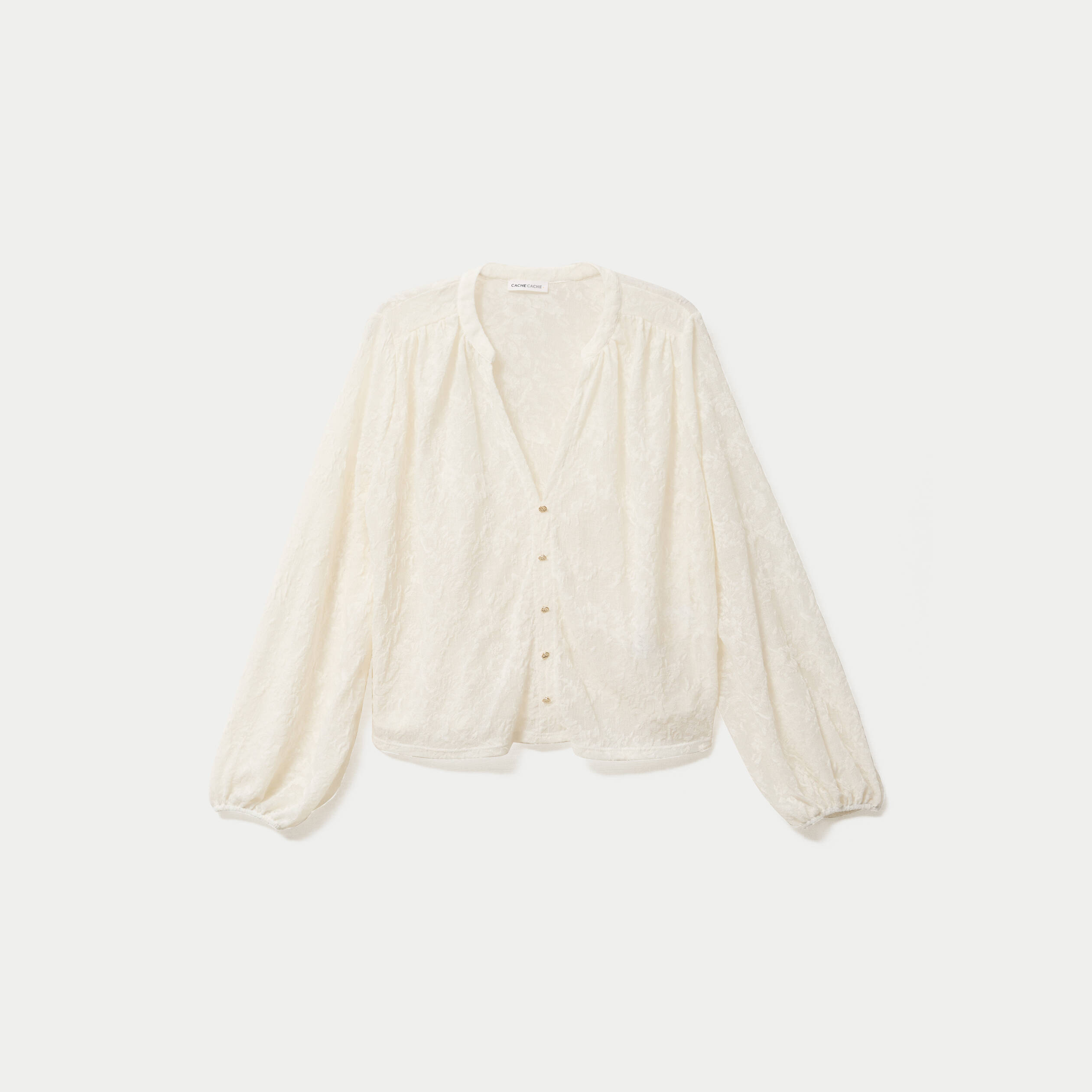 Blouse maille fantaisie ecru femme