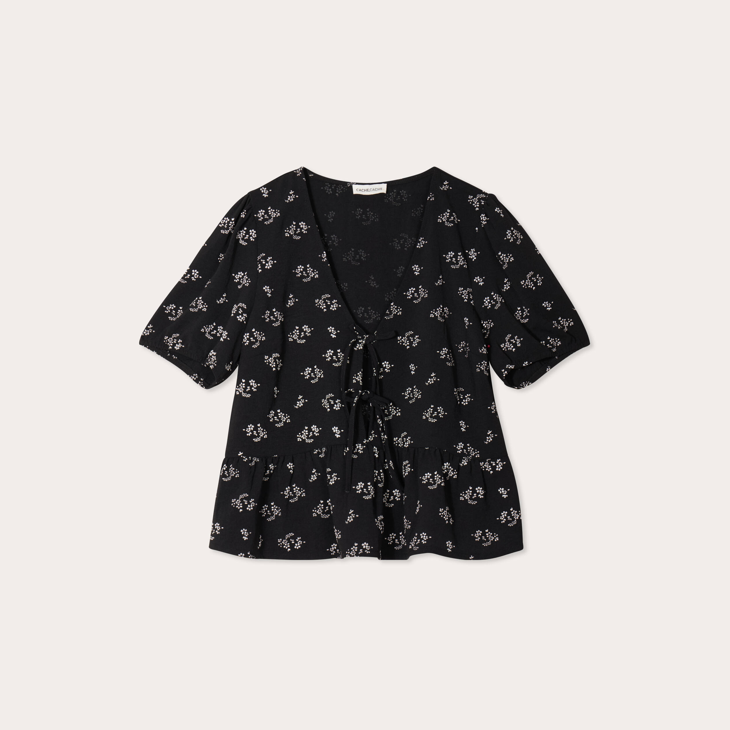 Blouse noeuds devant noir femme
