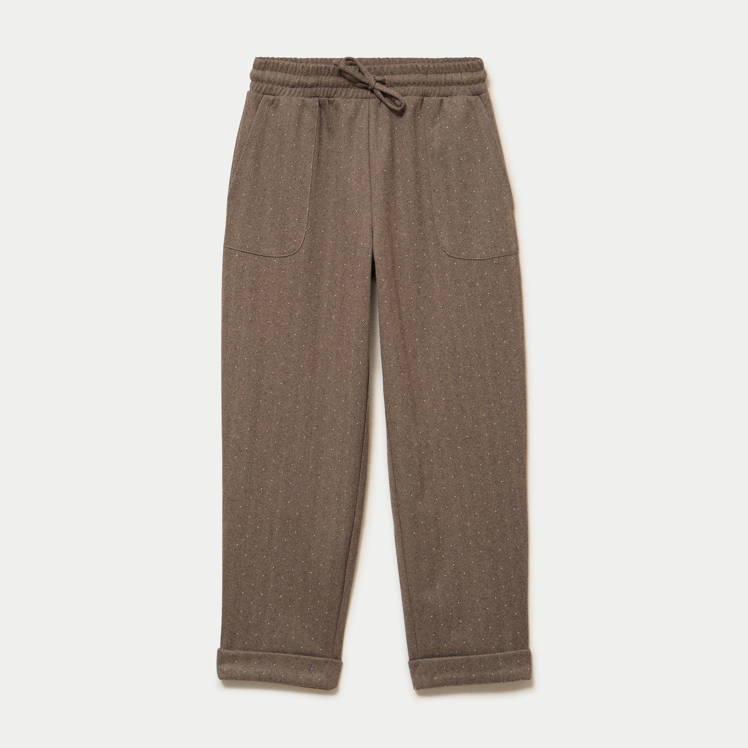 Jogging jegging en maille taupe femme