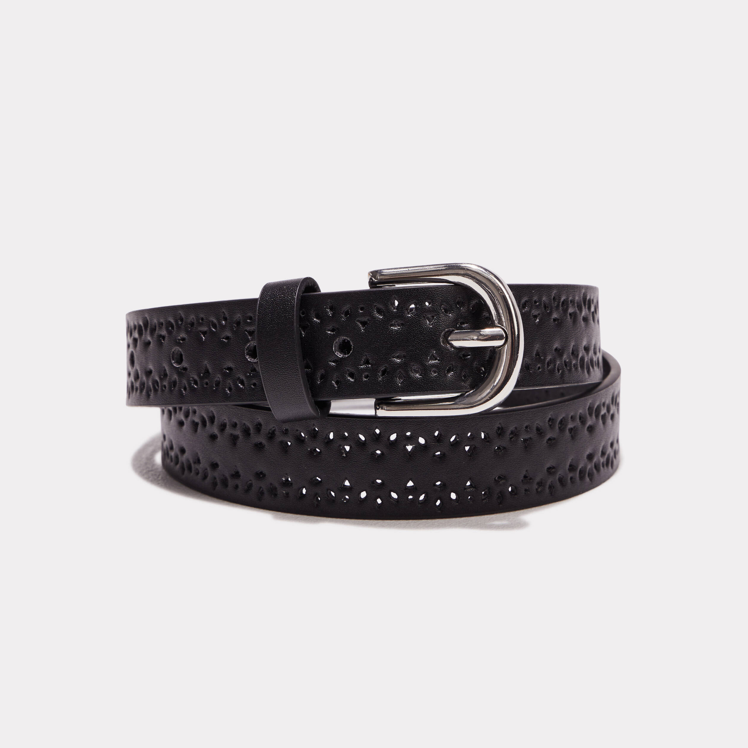Ceinture folk ajourée noir femme