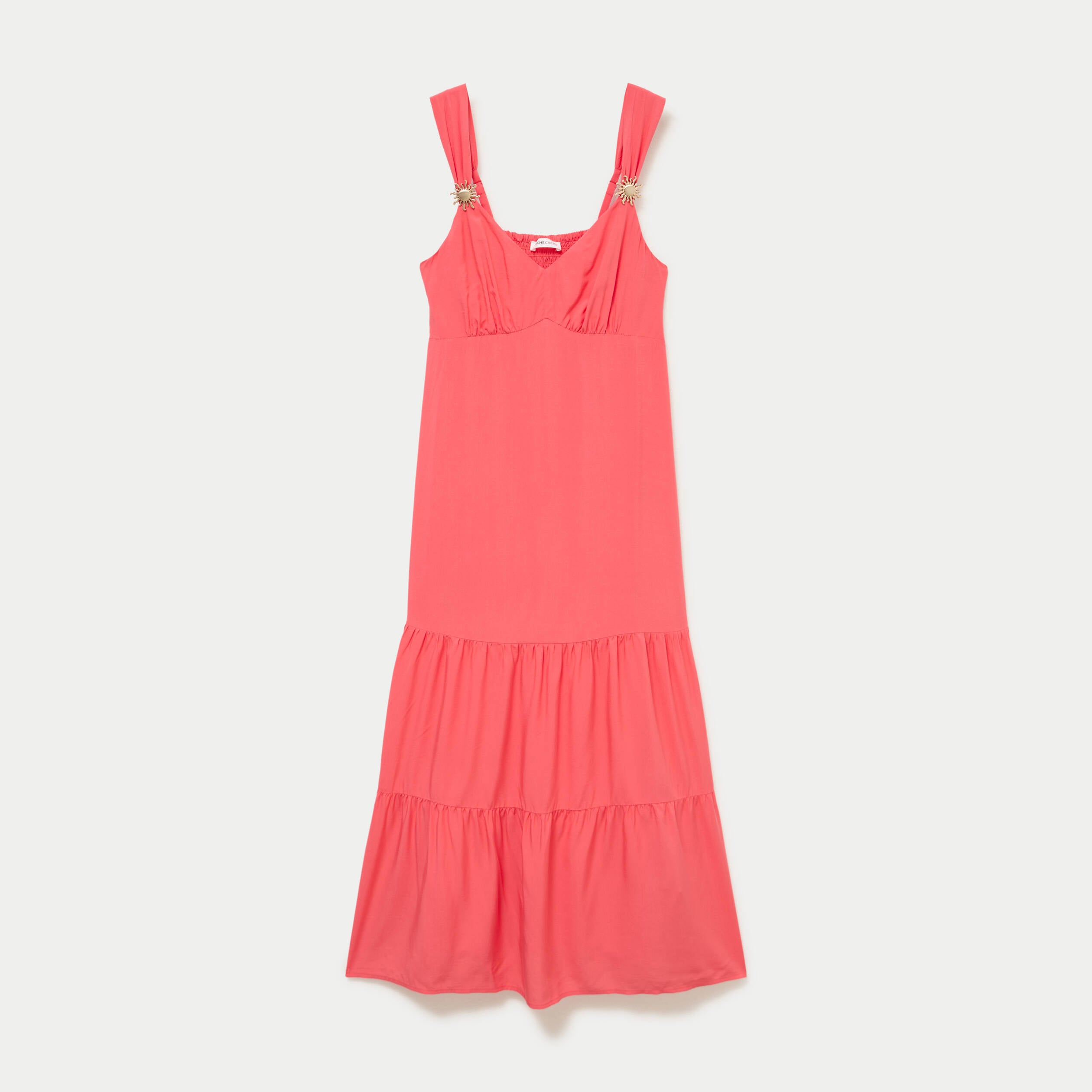Robe &eacute;vas&eacute;e 3/4 col coeur bretelles rose femme