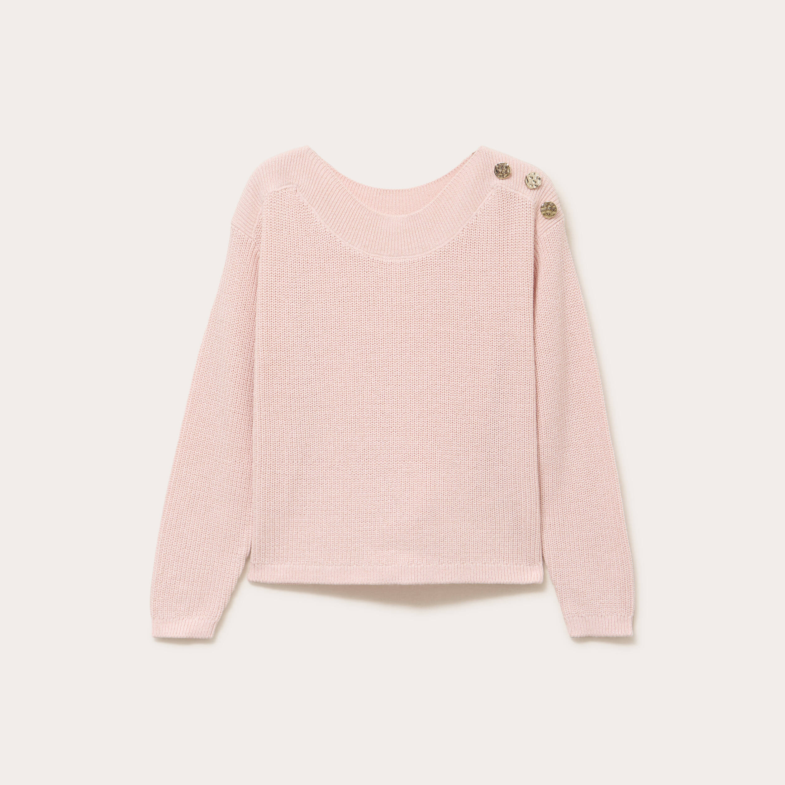 Pull col bateau rose clair femme