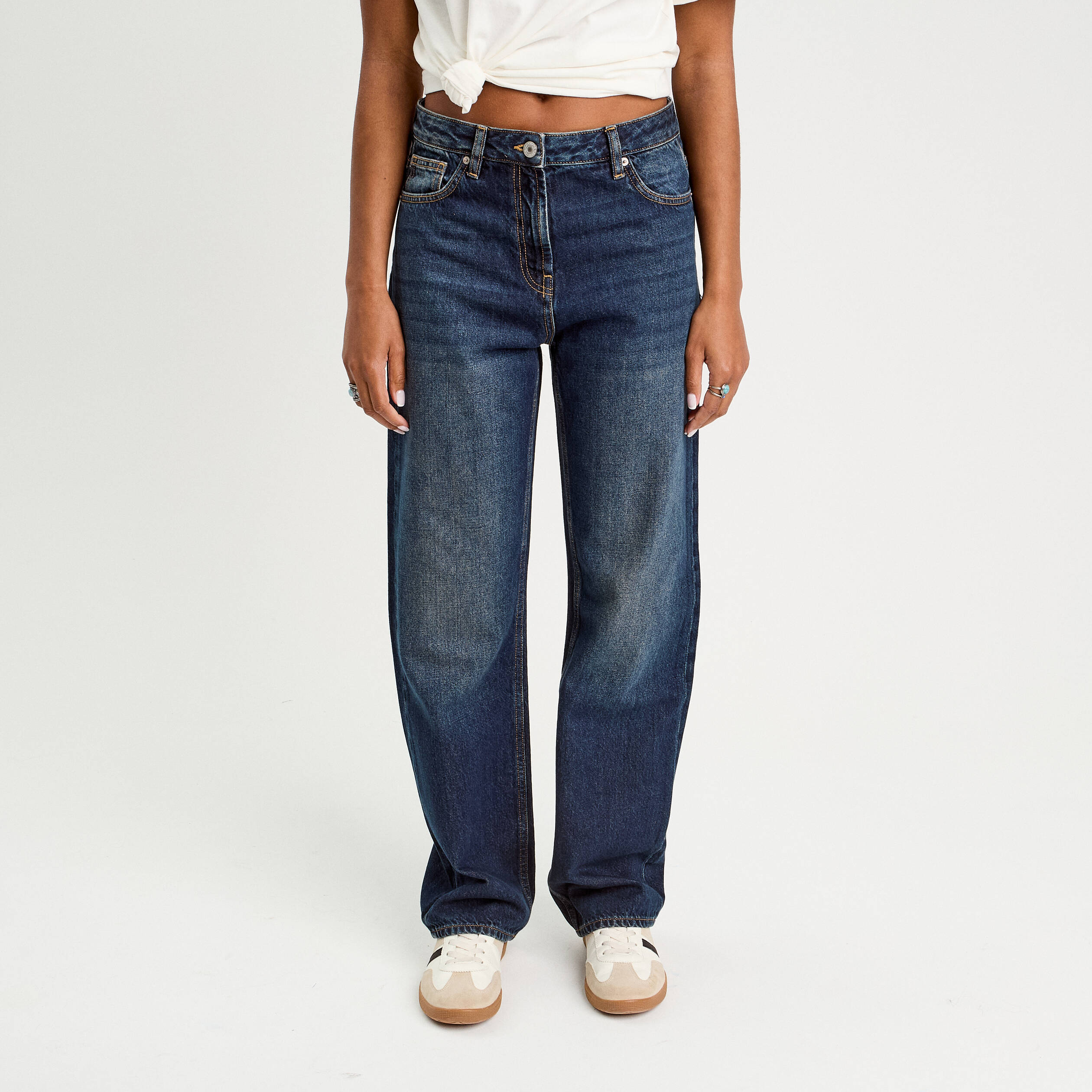 Jeans droit 5 poches denim stone femme
