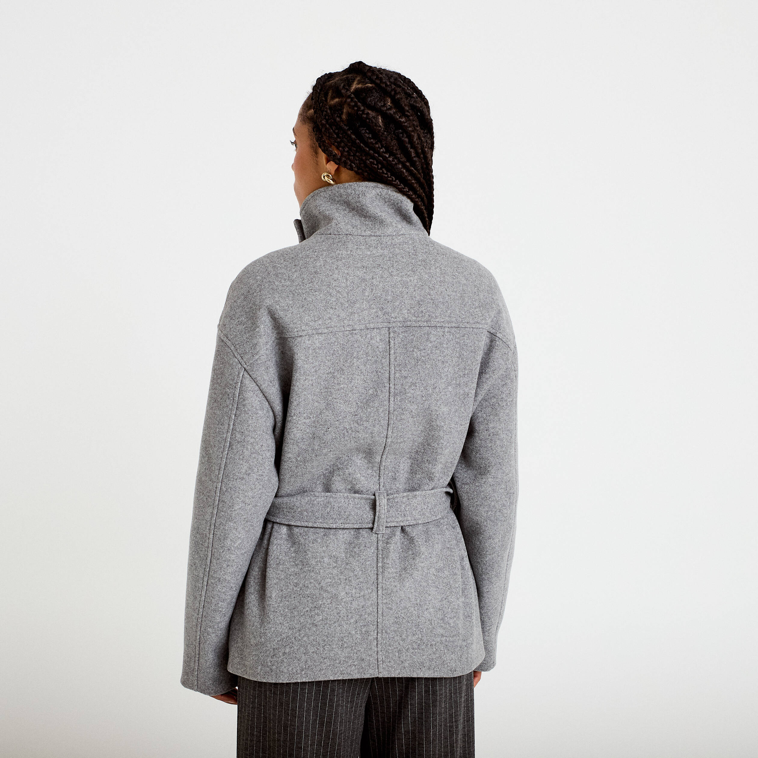Veste oversize manches longues gris femme