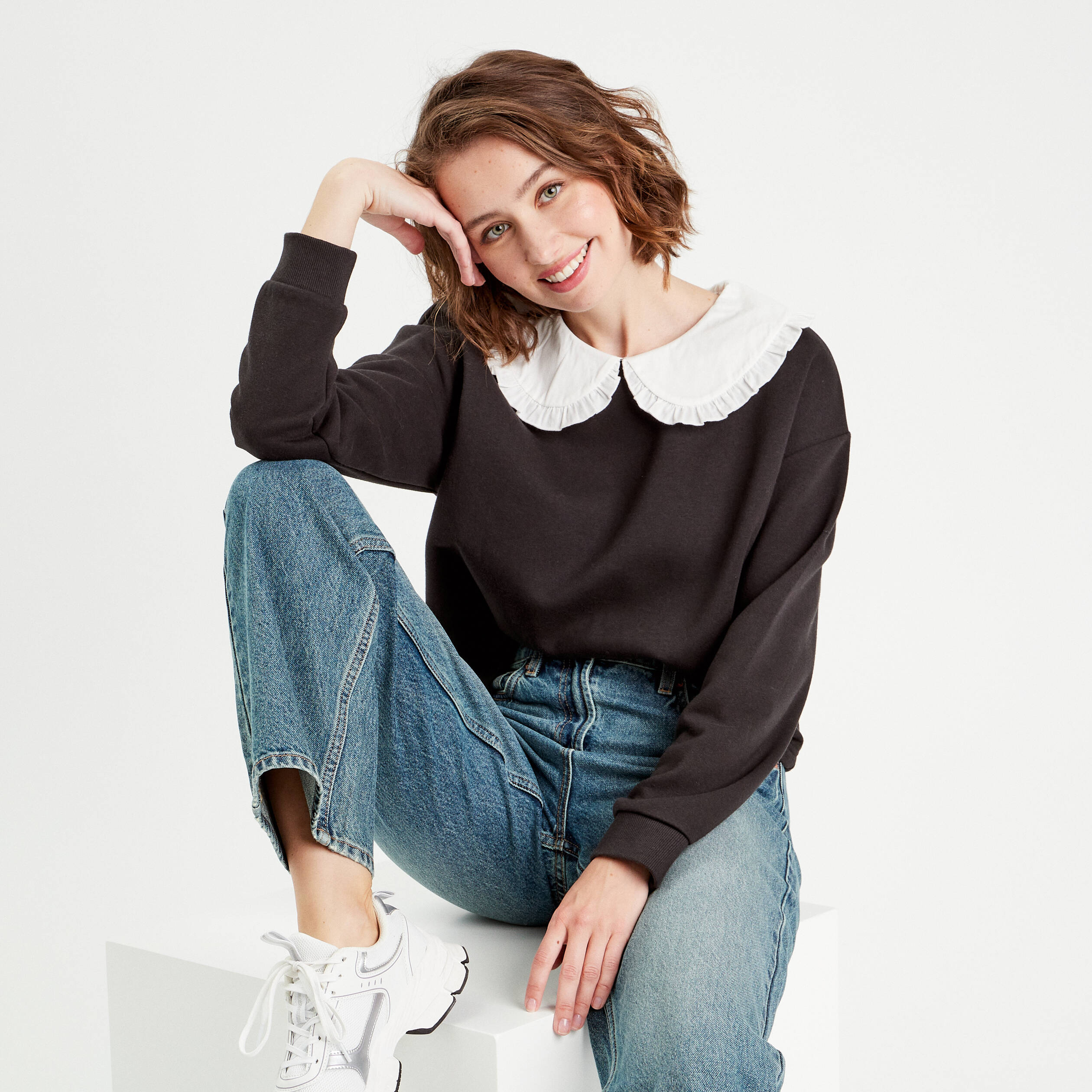 sweat col claudine noir femme Sweat col claudine noir femme