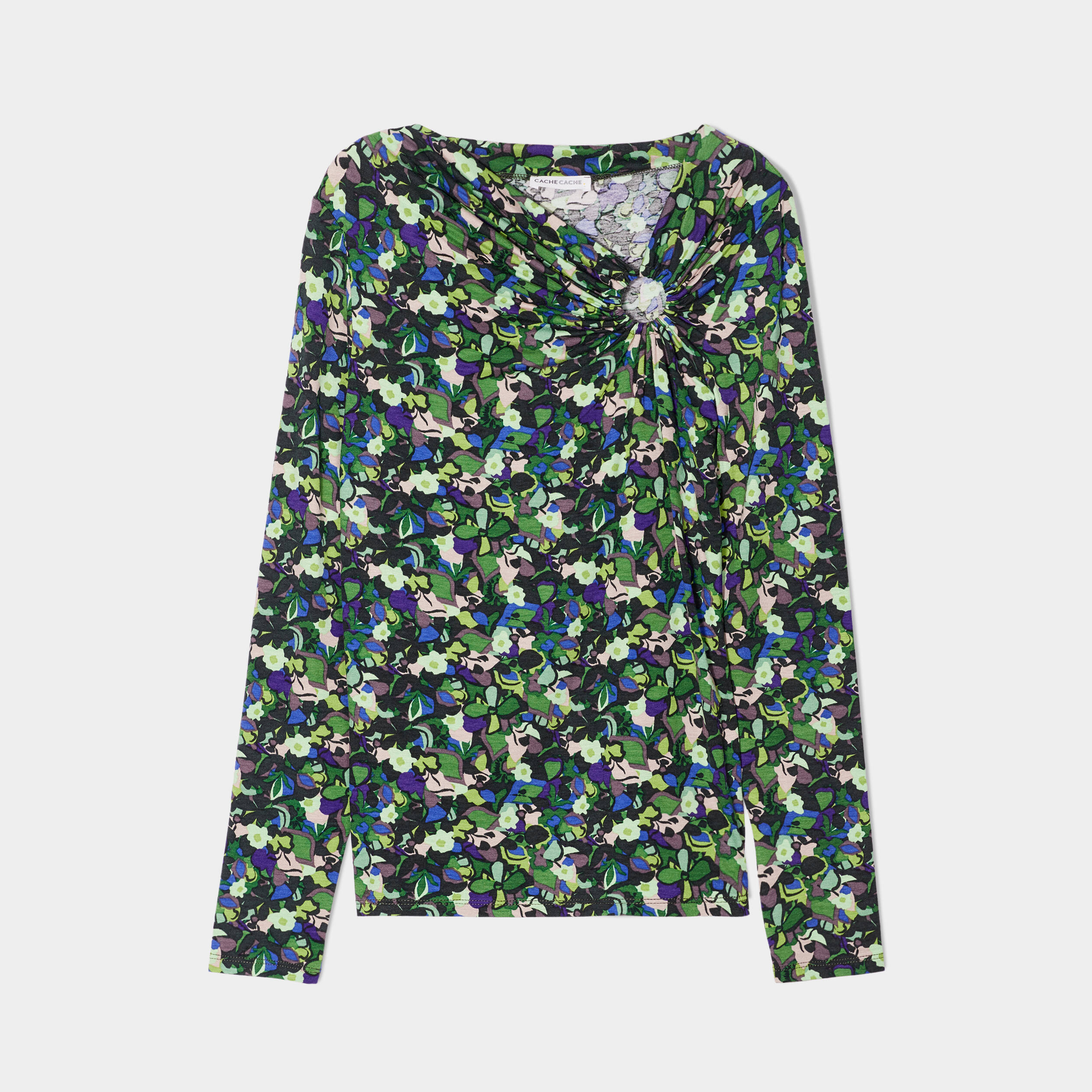 Blouse manches longues anneau vert femme
