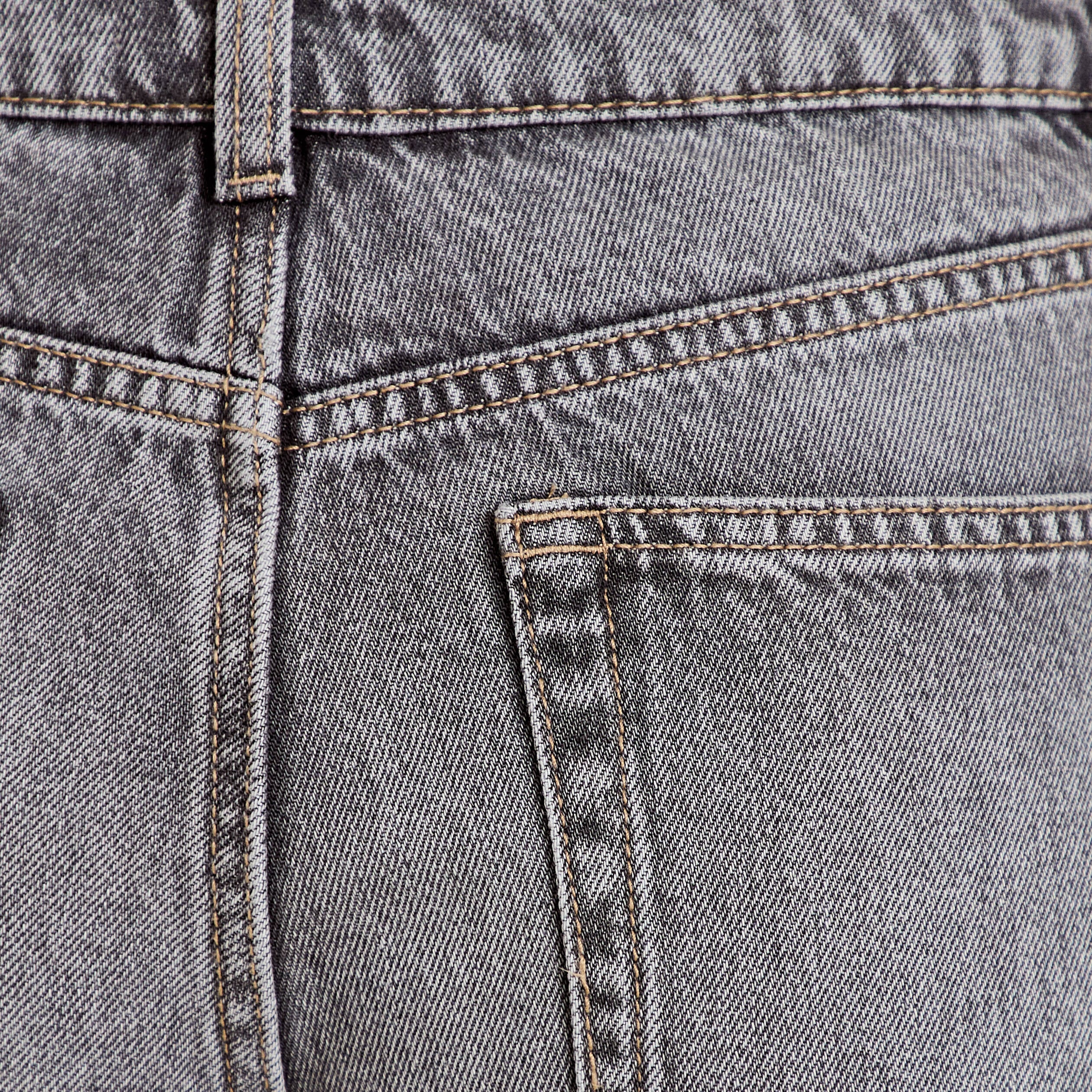 Jean wide leg taille basse denim gris femme