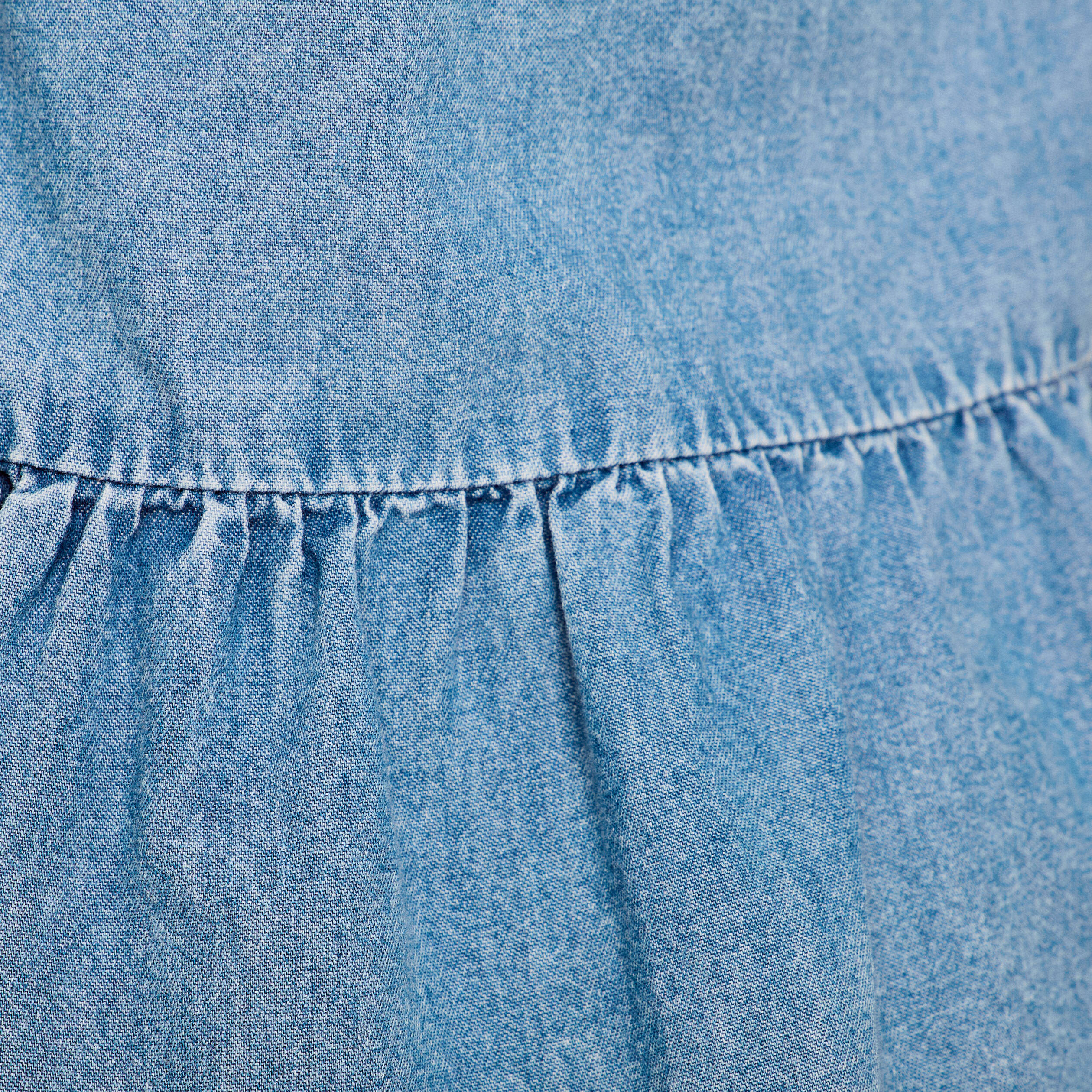 Blouse nouée en jean denim bleach femme