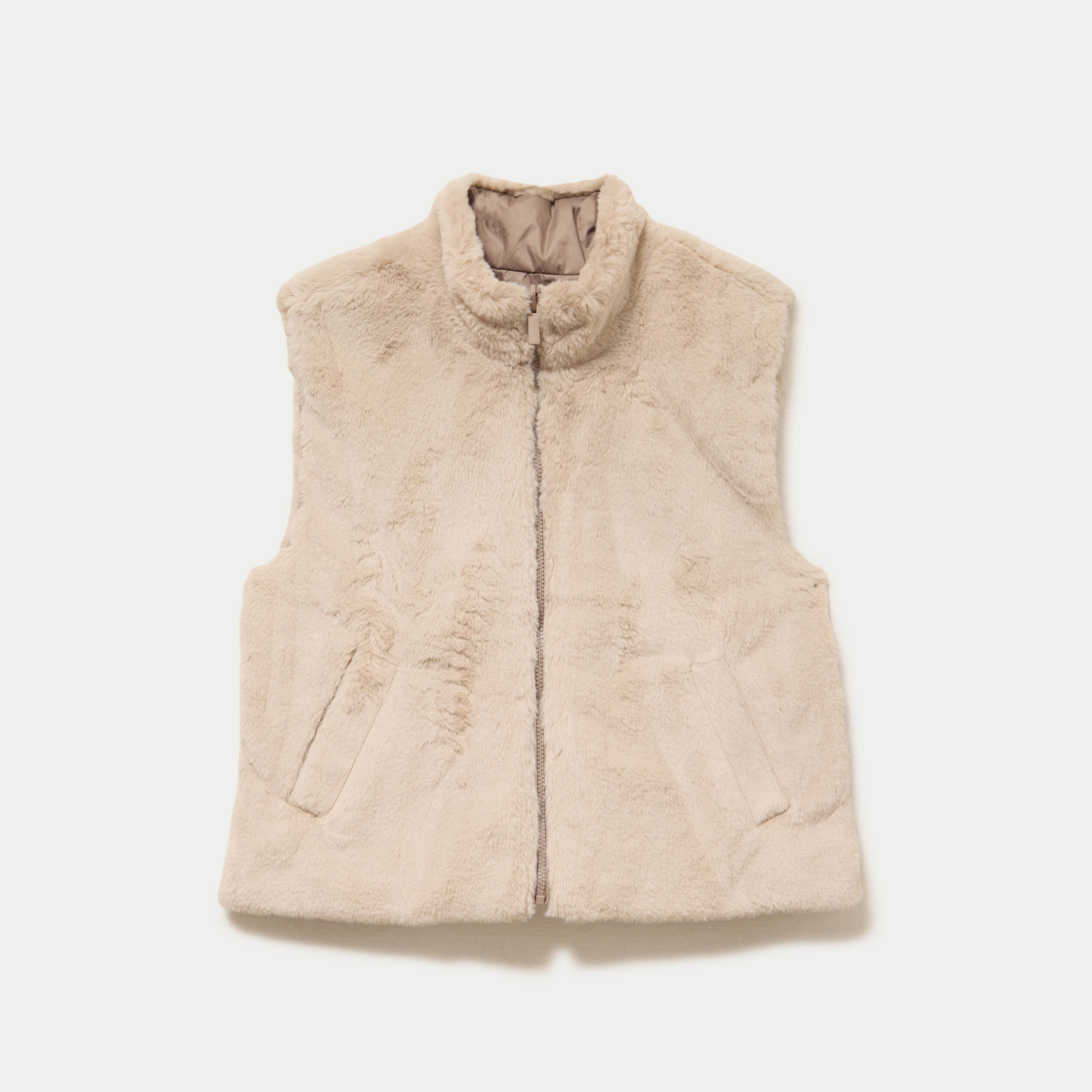 Veste r&eacute;versible sans manches beige femme