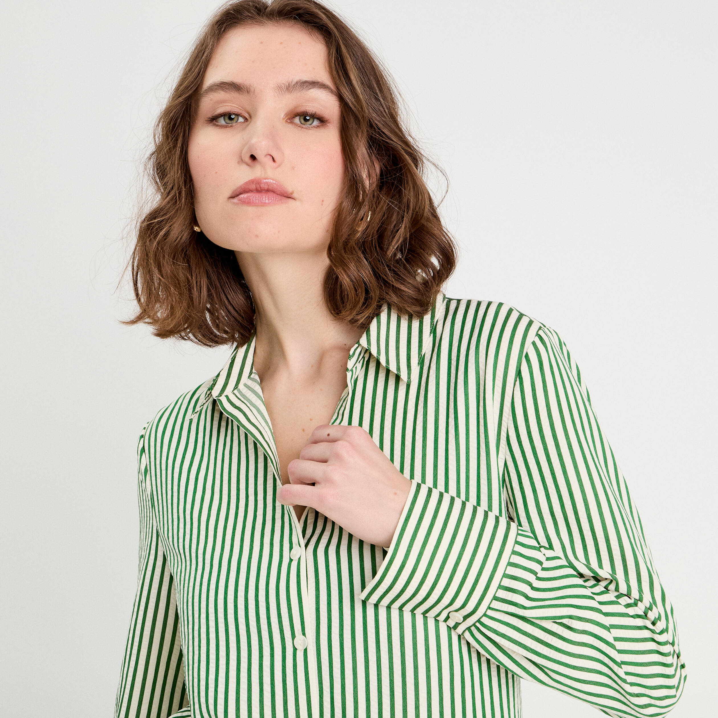 Chemise manches longues vert fluo femme