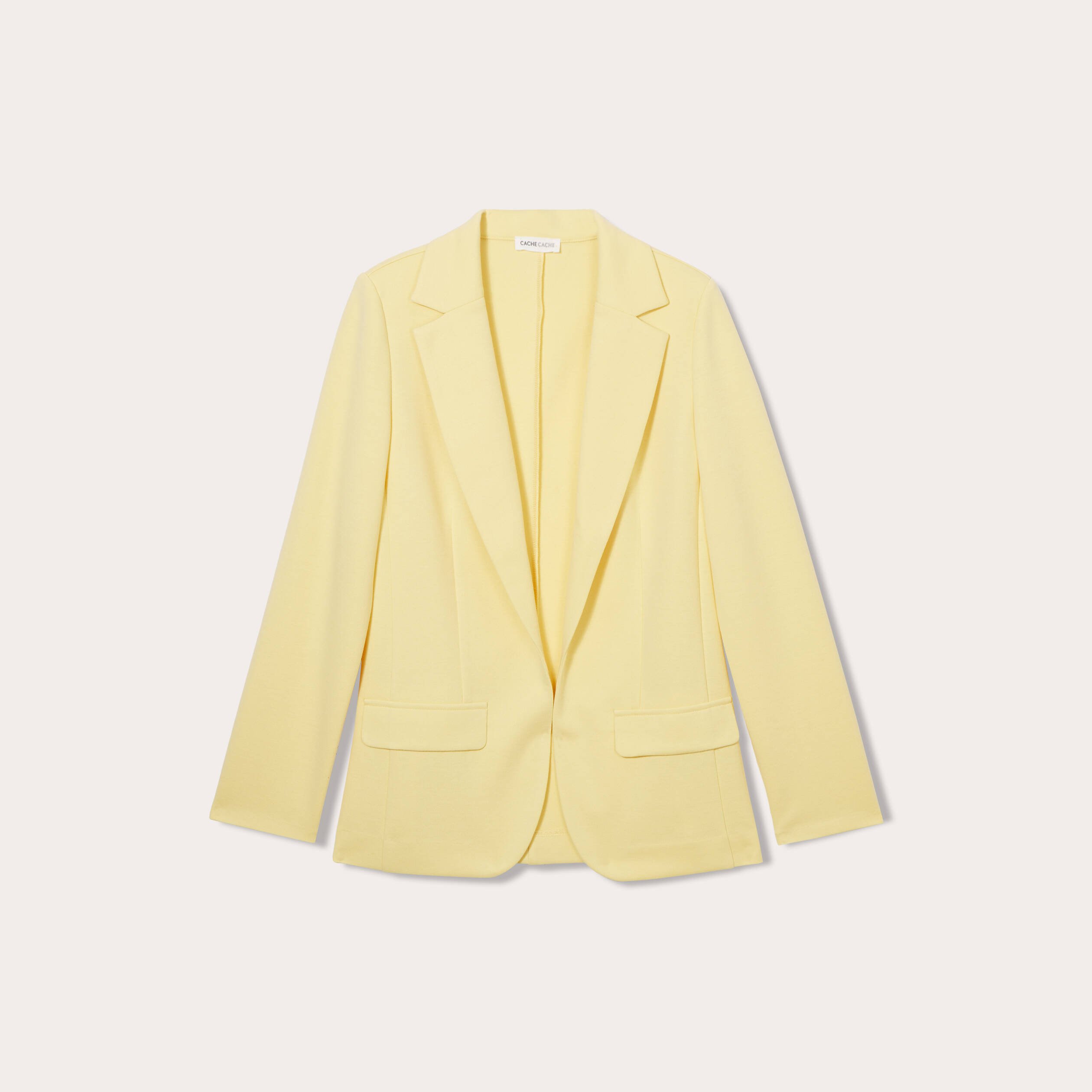 Veste blazer cintrée jaune clair femme