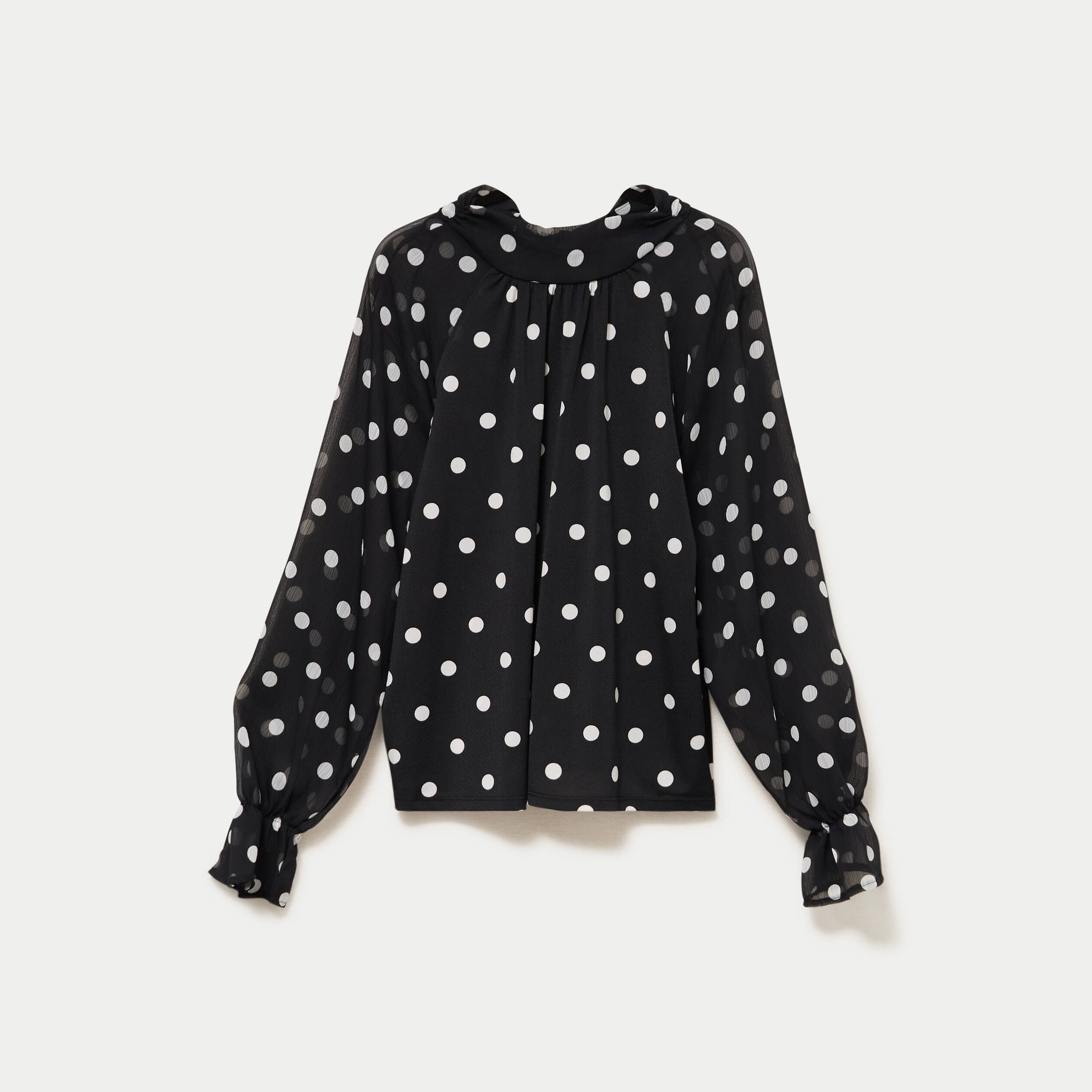 Blouse droite voile manches longues noir femme
