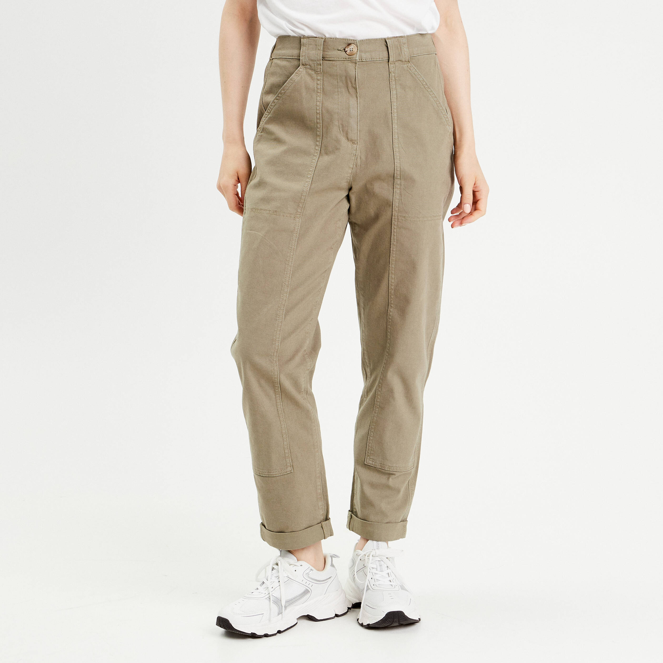 Pantalon chino slim vert kaki femme Vibs