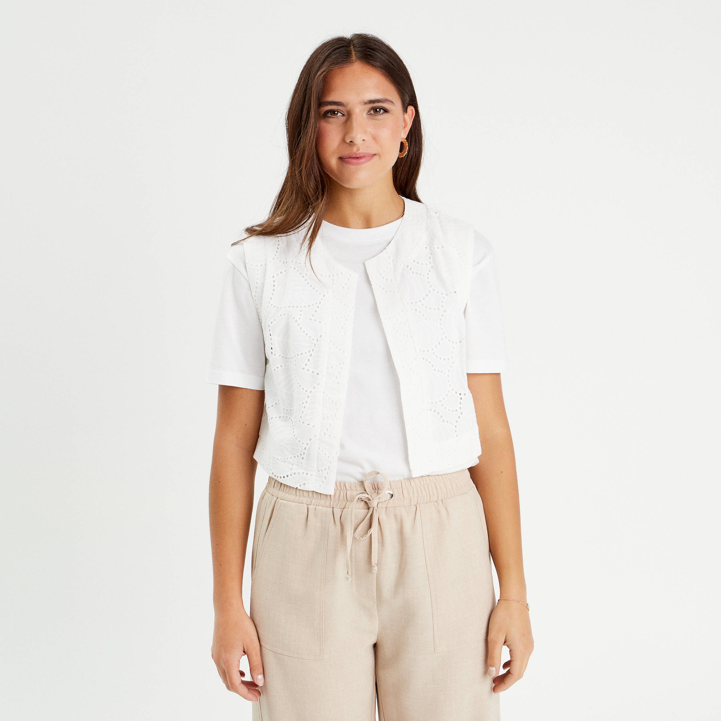 Gilet sans manches ecru femme