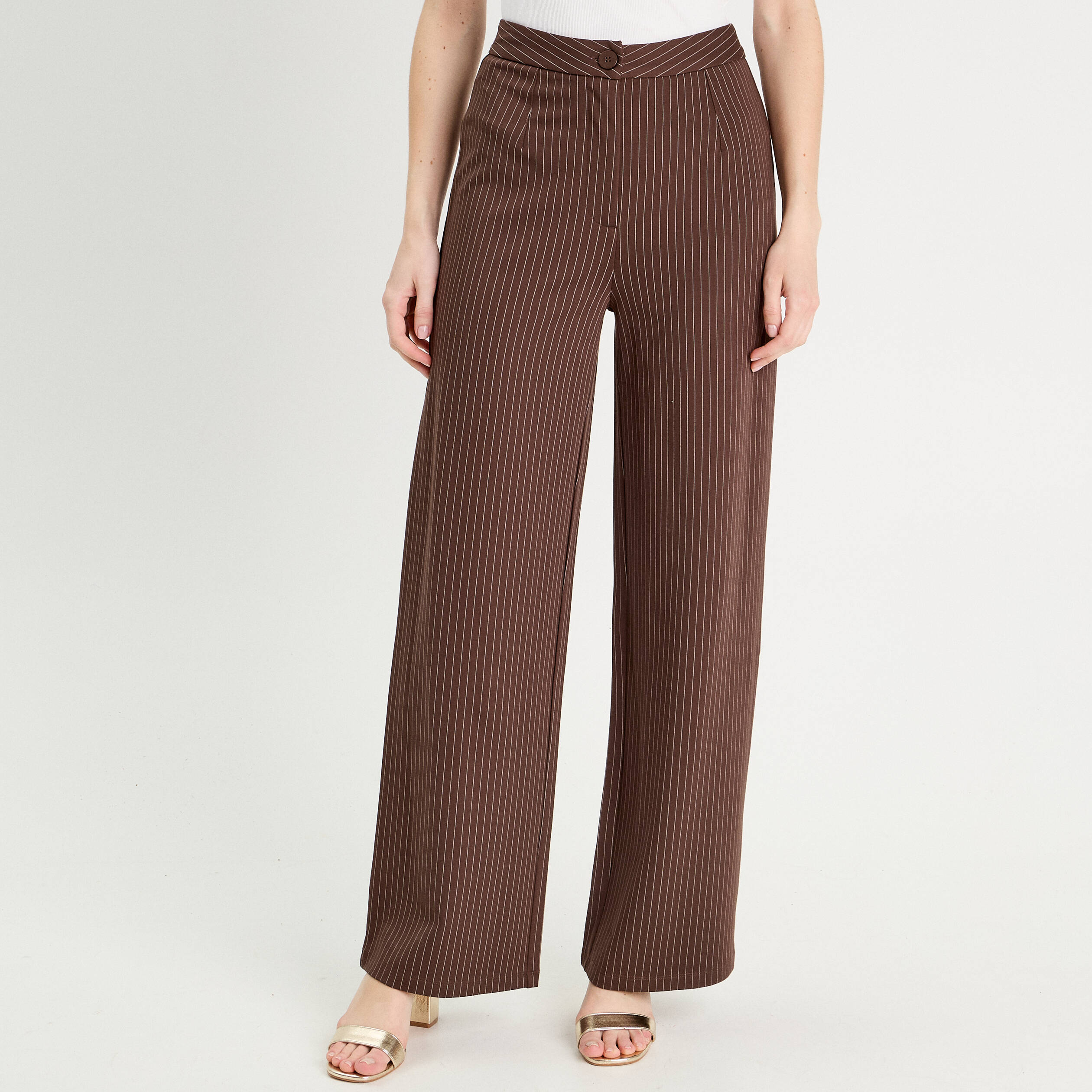 pantalon jambe large marron chocolat femme Pantalon jambe large marron chocolat femme