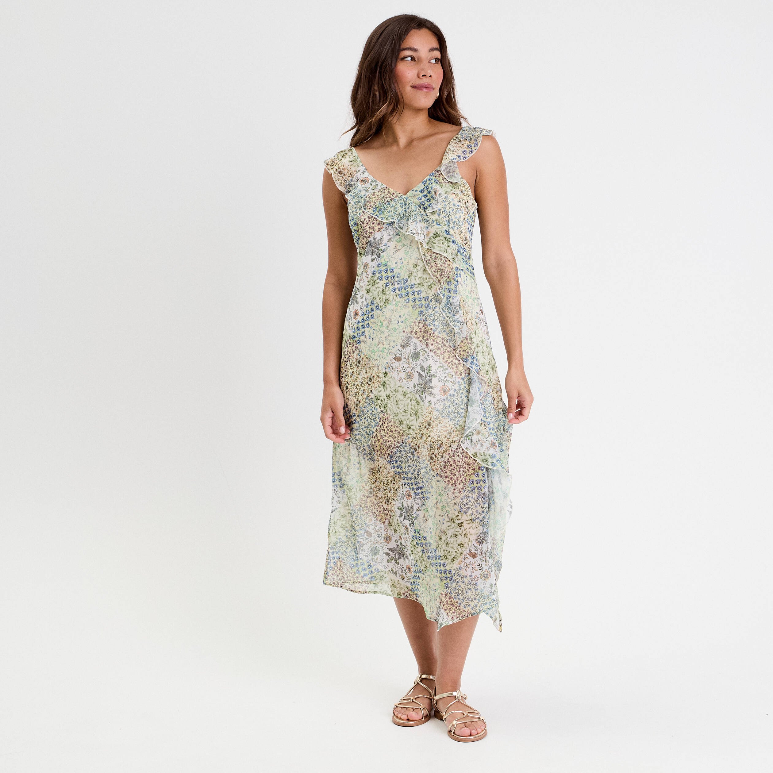robe longue evasee volants blanc femme Robe longue évasée volants blanc femme