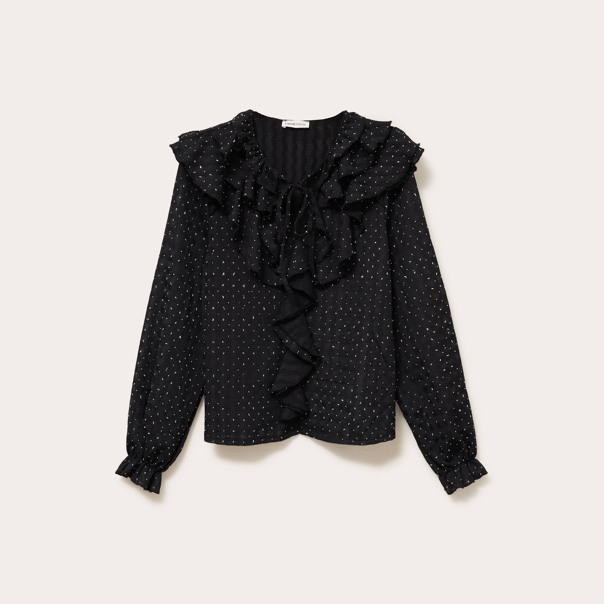 Blouse &agrave; volants noir femme
