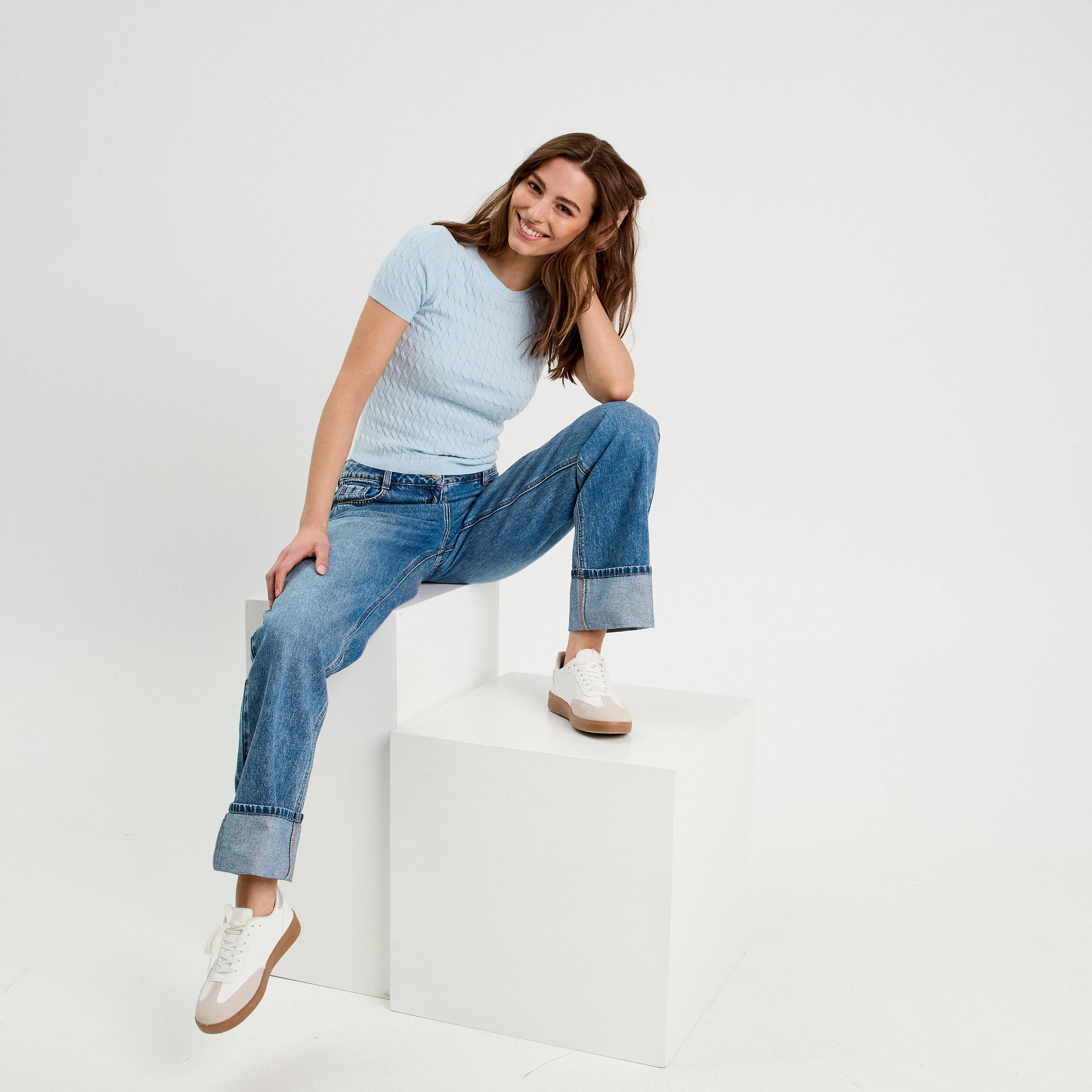 t shirt manches courtes bleu pastel femme T-shirt manches courtes bleu pastel femme