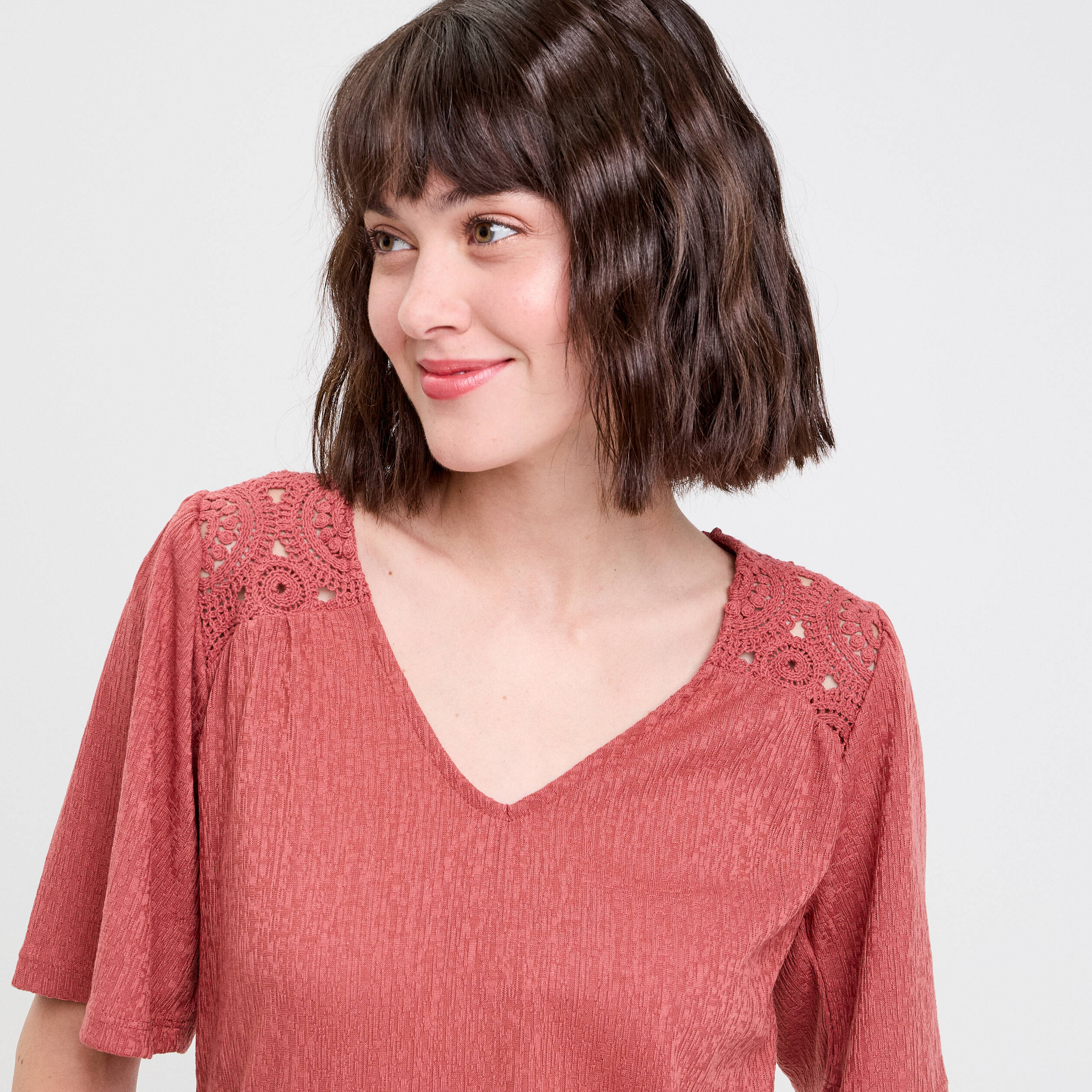 t shirt manches courtes vieux rose femme T-shirt manches courtes vieux rose femme