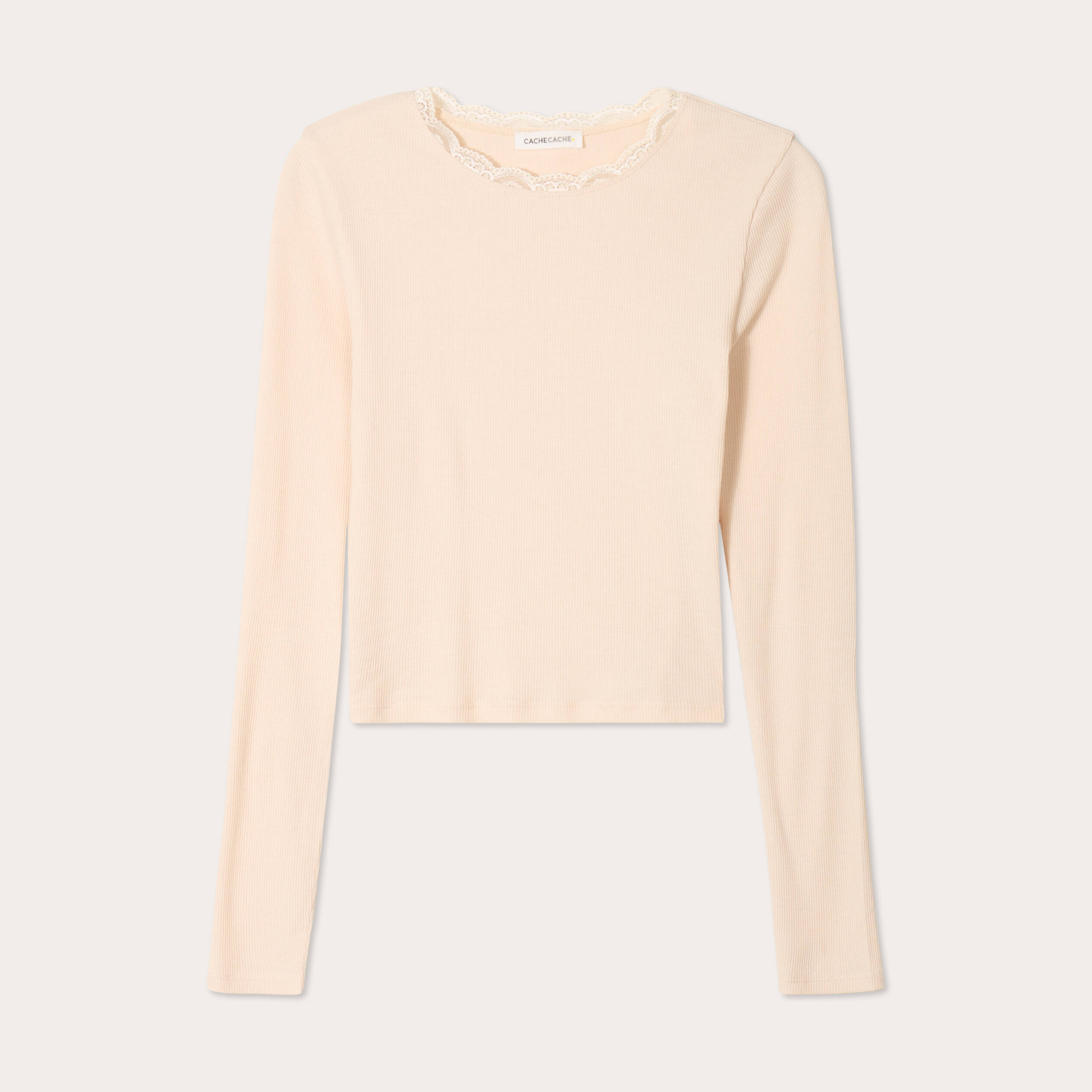 T-shirt cropped c&ocirc;tel&eacute; ecru femme