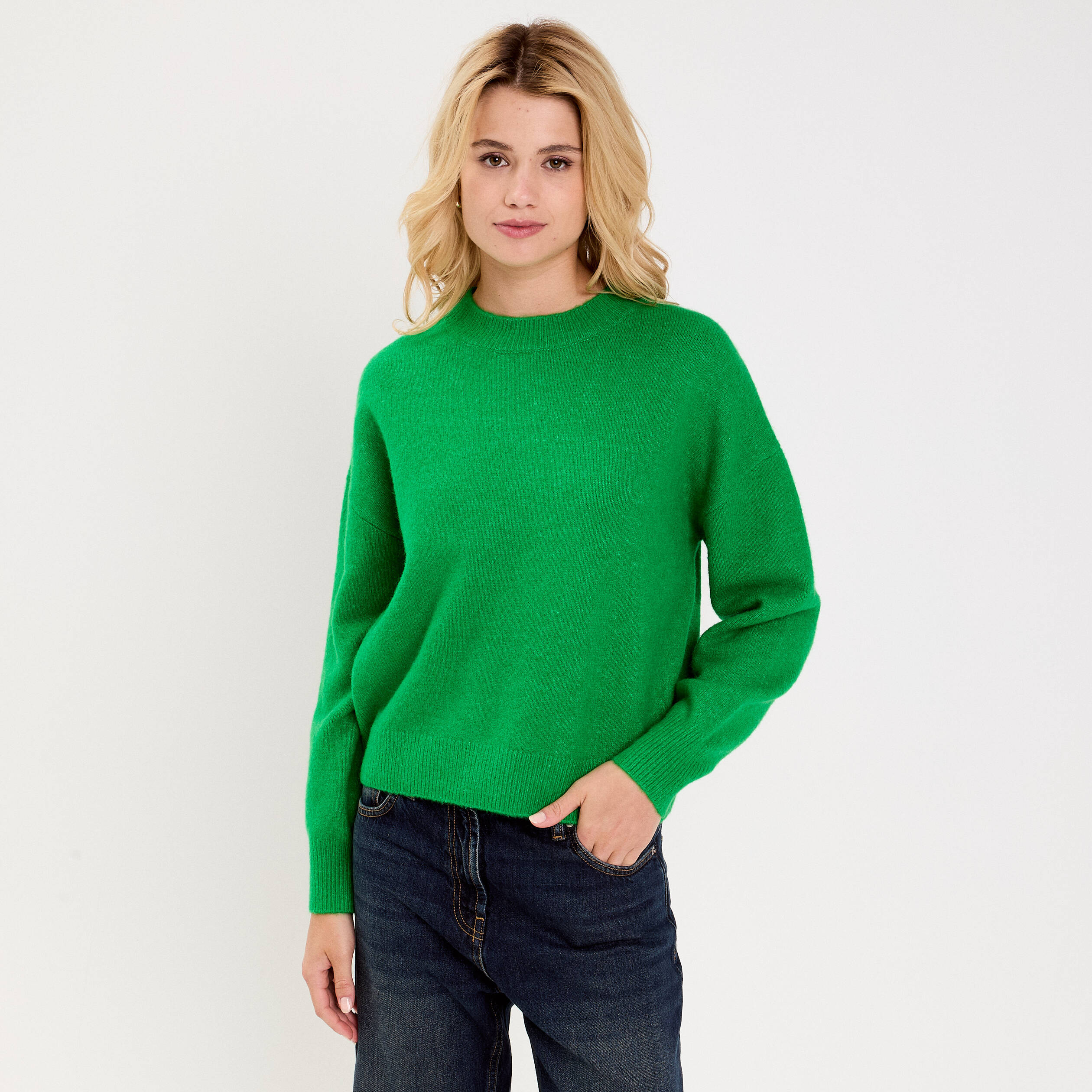 Pull oversize manches longues vert femme Vibs