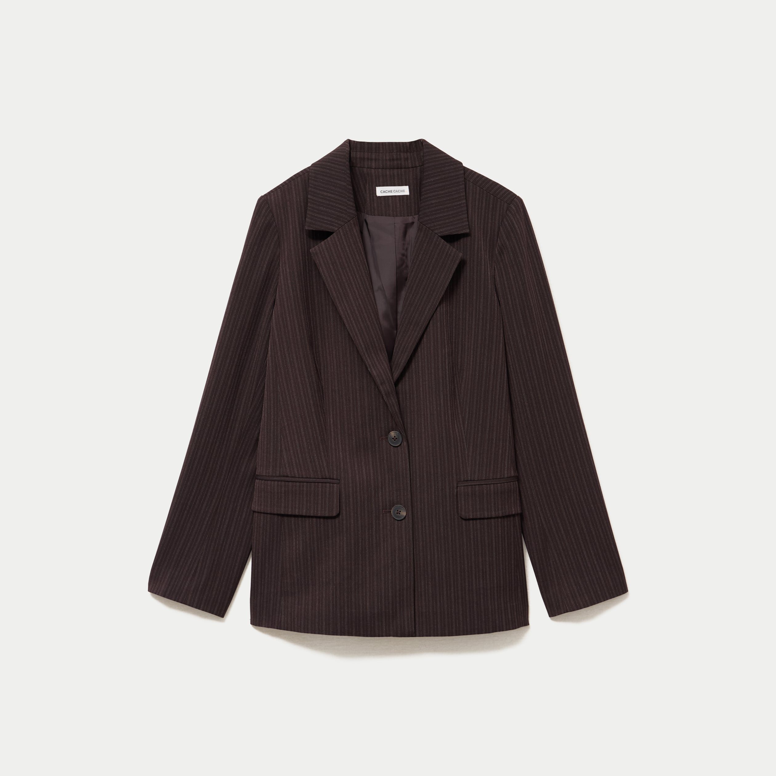 Blazer col classique manches longues marron femme