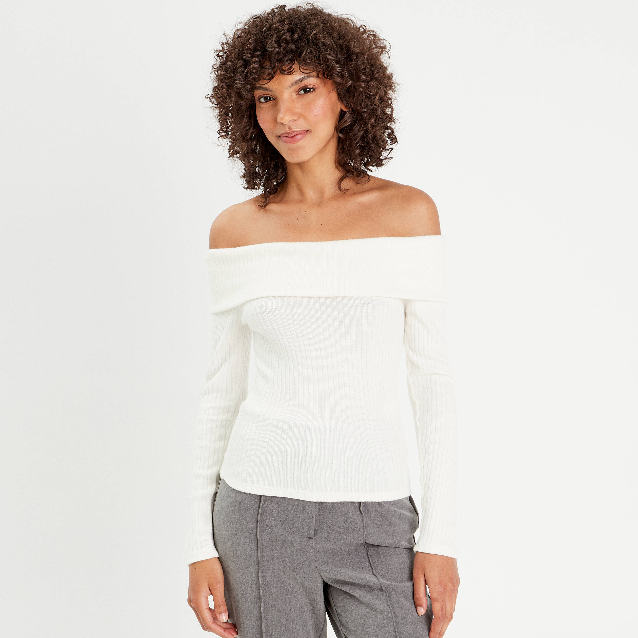 t shirt manches longues ecru femme T-shirt manches longues ecru femme