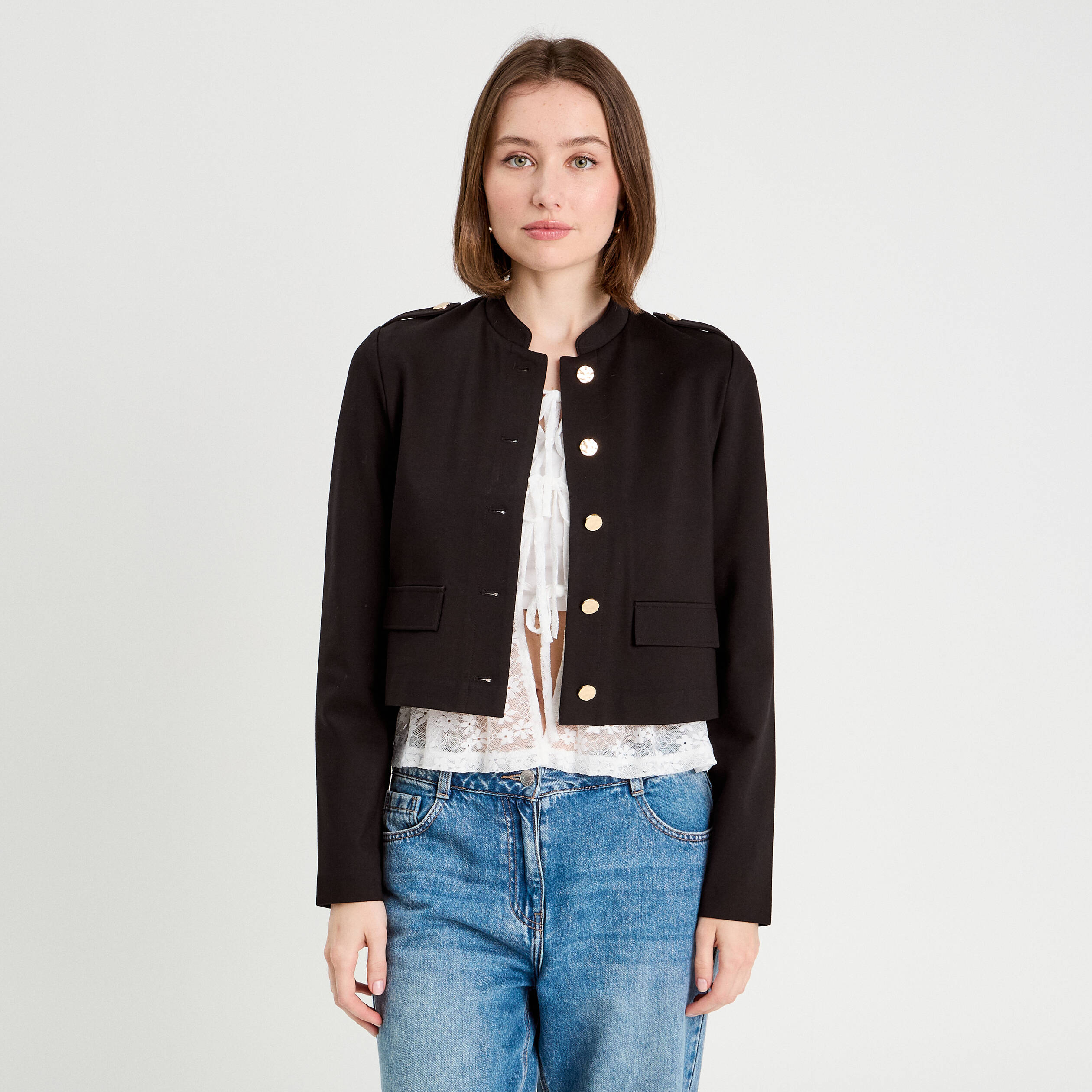 veste avec boutons noir femme Veste avec boutons noir femme