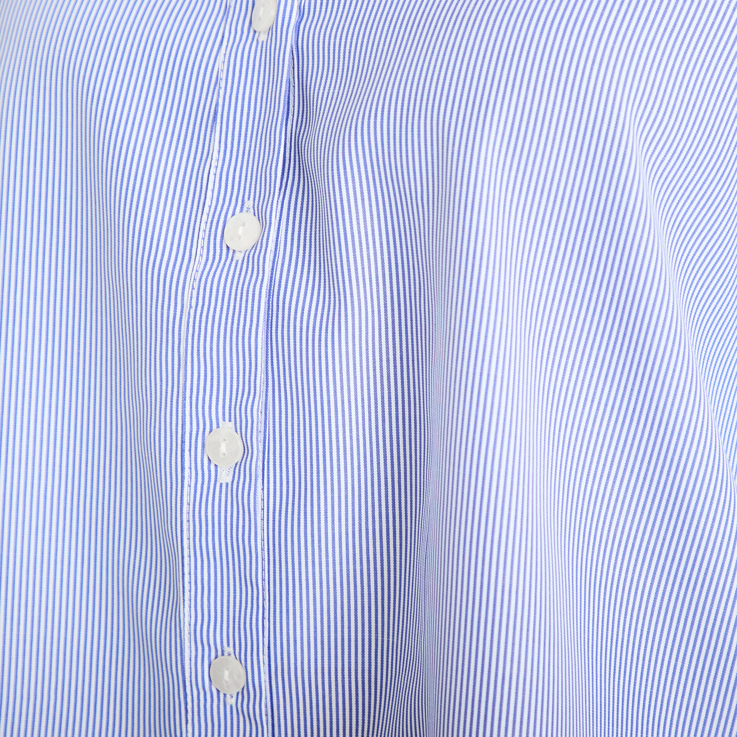 Blouse brod&eacute;e col V manches 3/4 bleu roi femme