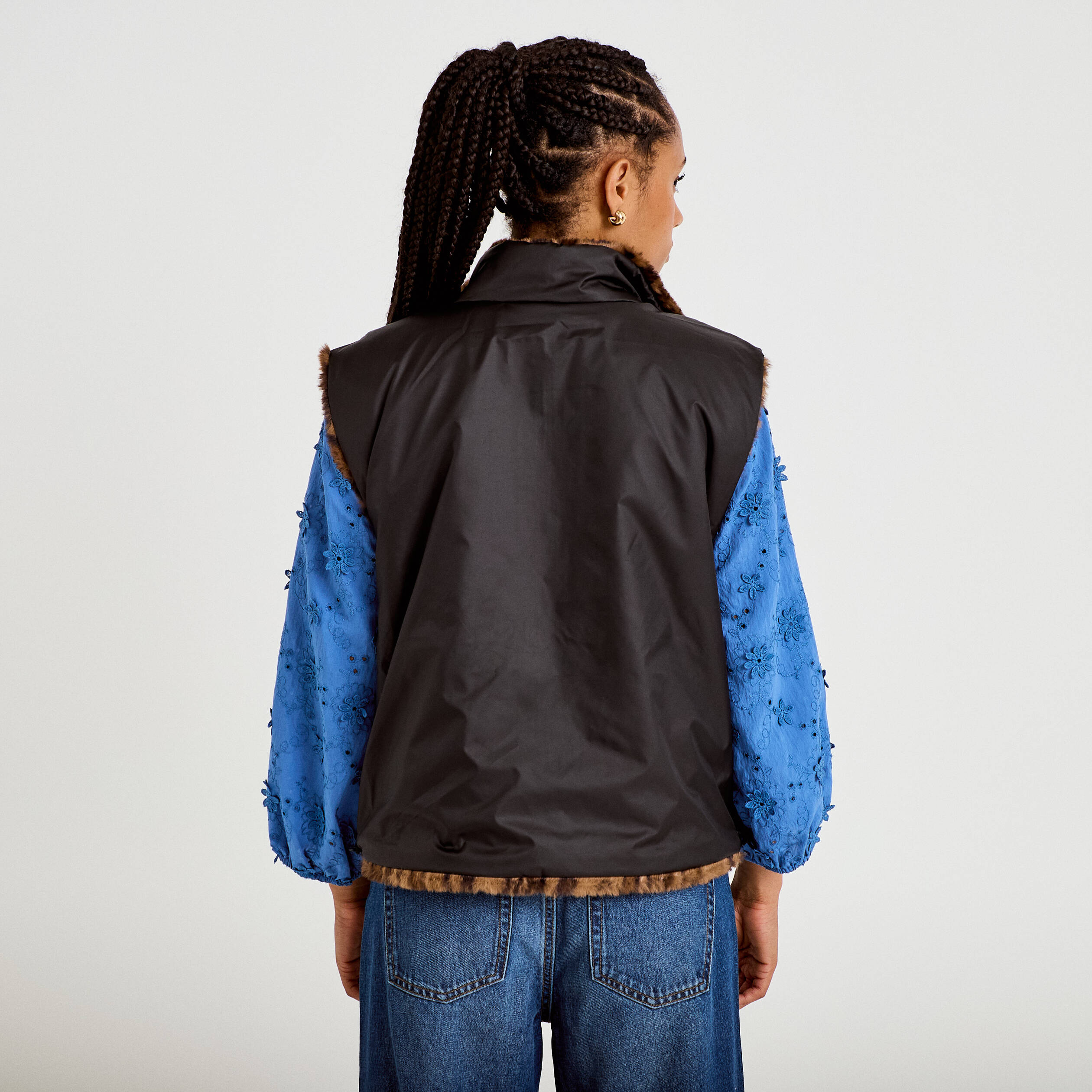 Veste r&eacute;versible sans manches noir femme