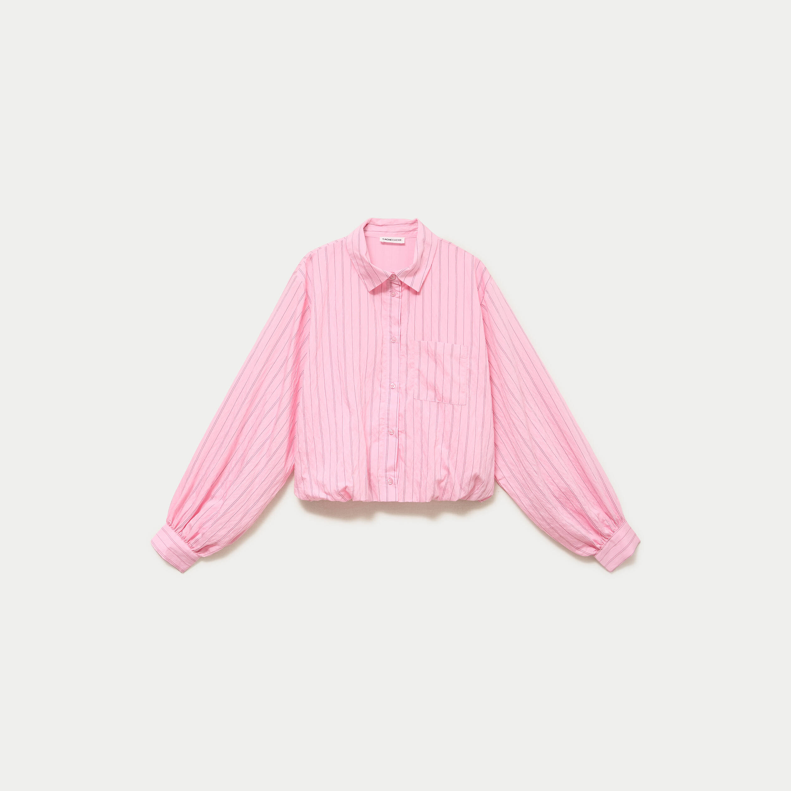 Chemise ample cropped effet boule rose femme